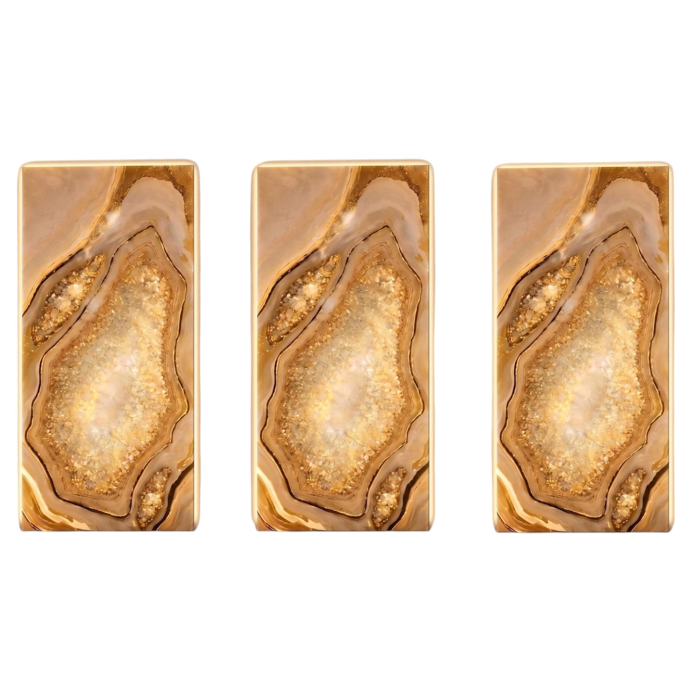Set of 3 Aurora Geode Triptych Wall Art Panels by Sev Art Gallery