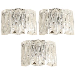 Set of 3 Austrian Faceted Crystal Prism Sconces