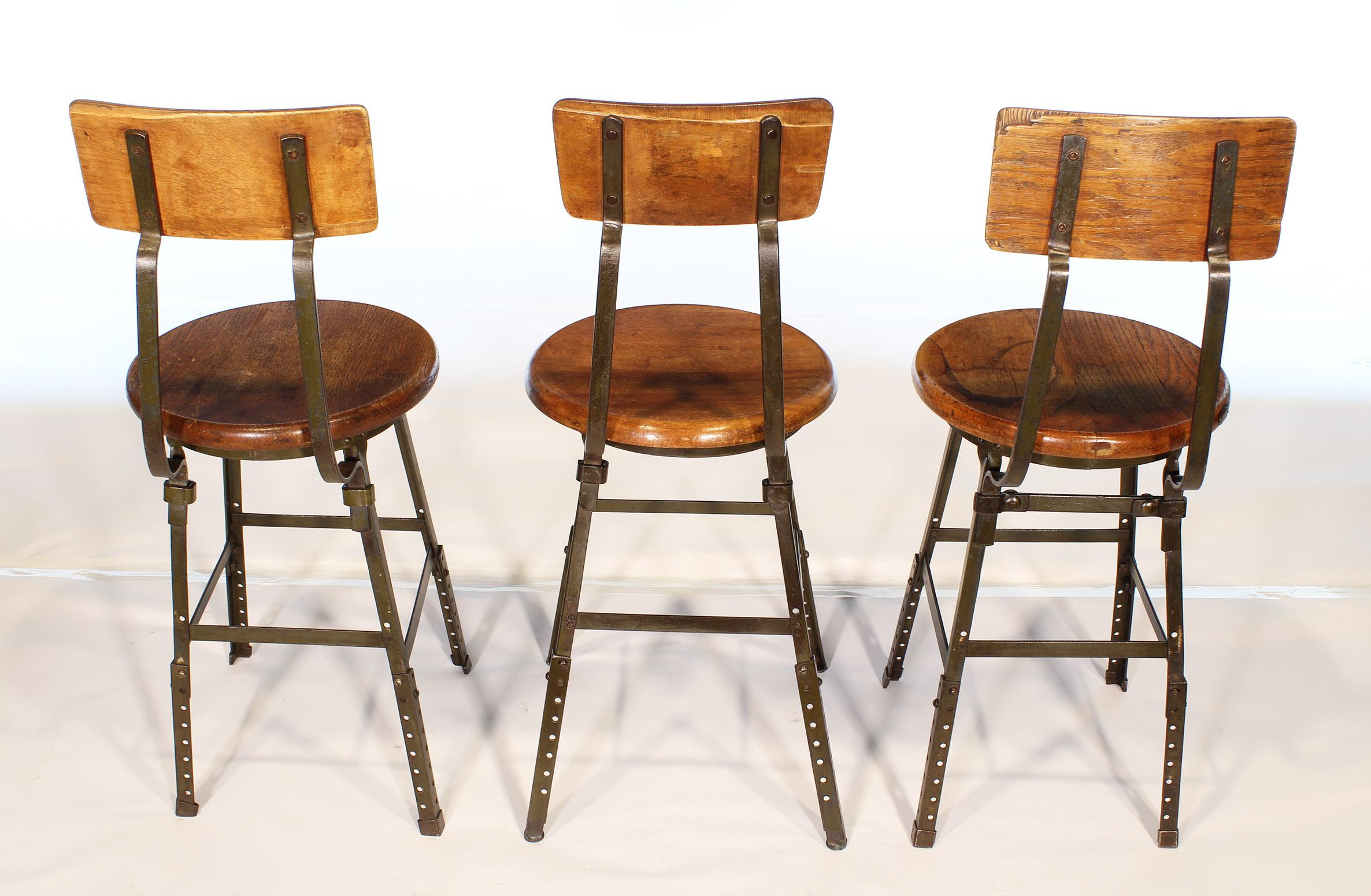 Set of 3 Authentic Vintage Industrial Factory Stools 5