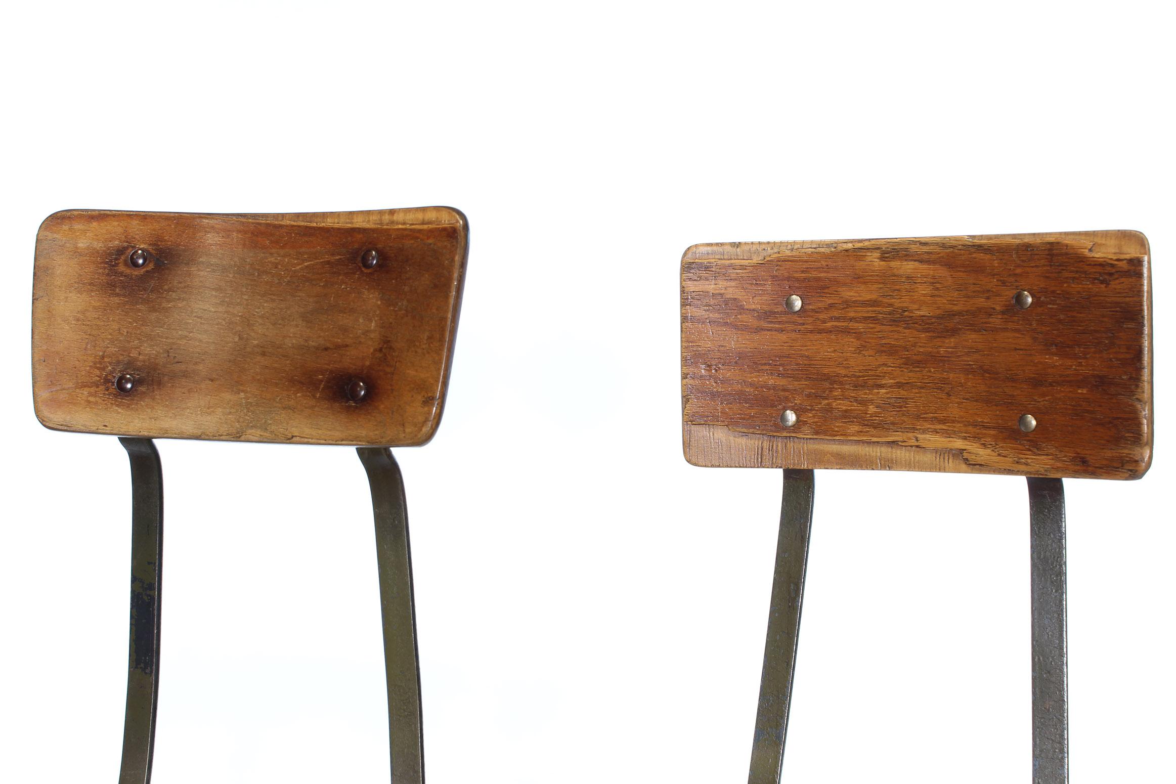 Set of 3 Authentic Vintage Industrial Factory Stools 2