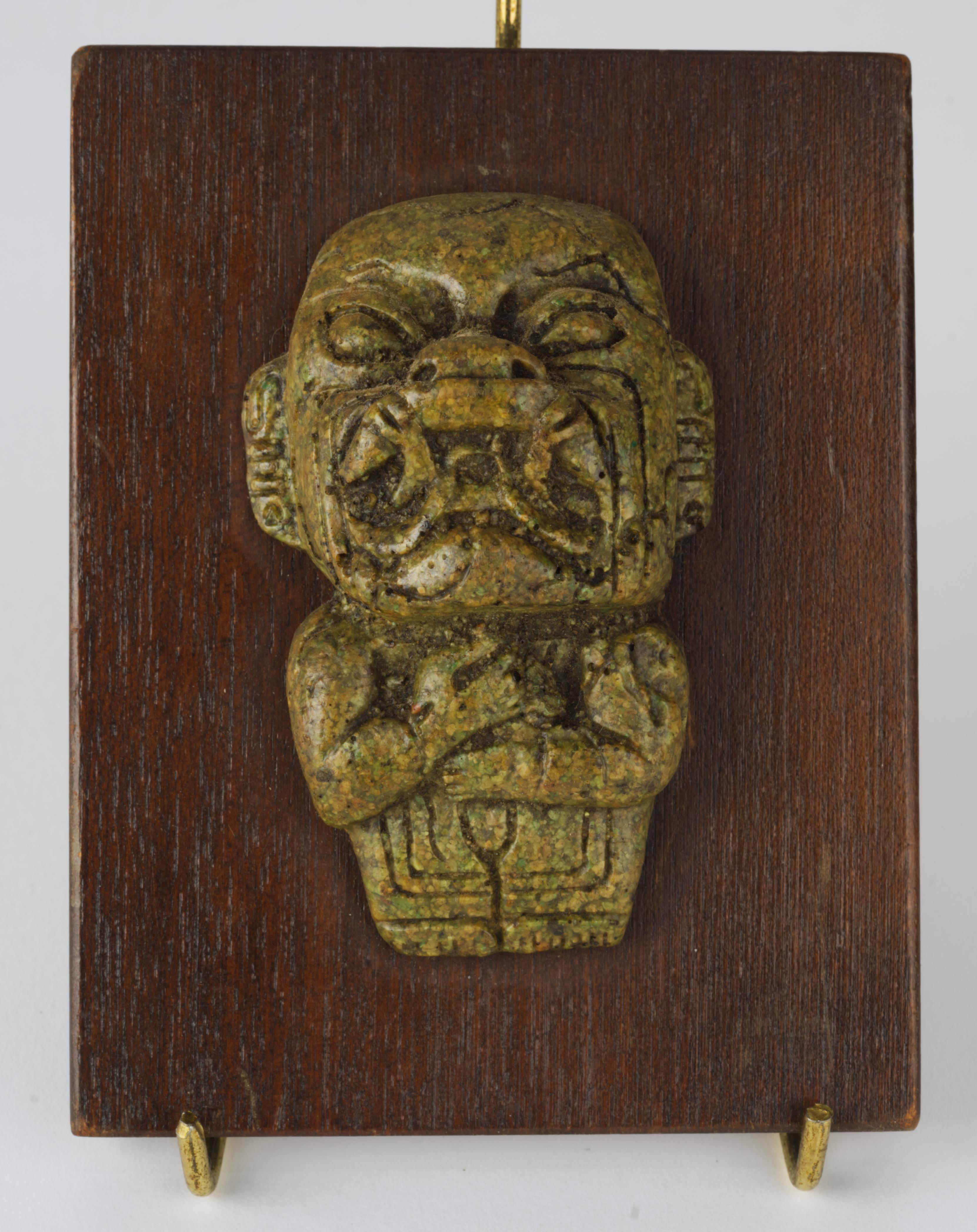  Vintage Aztec Mayan wall plaques were made of crushed and reconstituted Malachite, Azurite and Chrysocolla stones compounded in resin and made in a material known as 