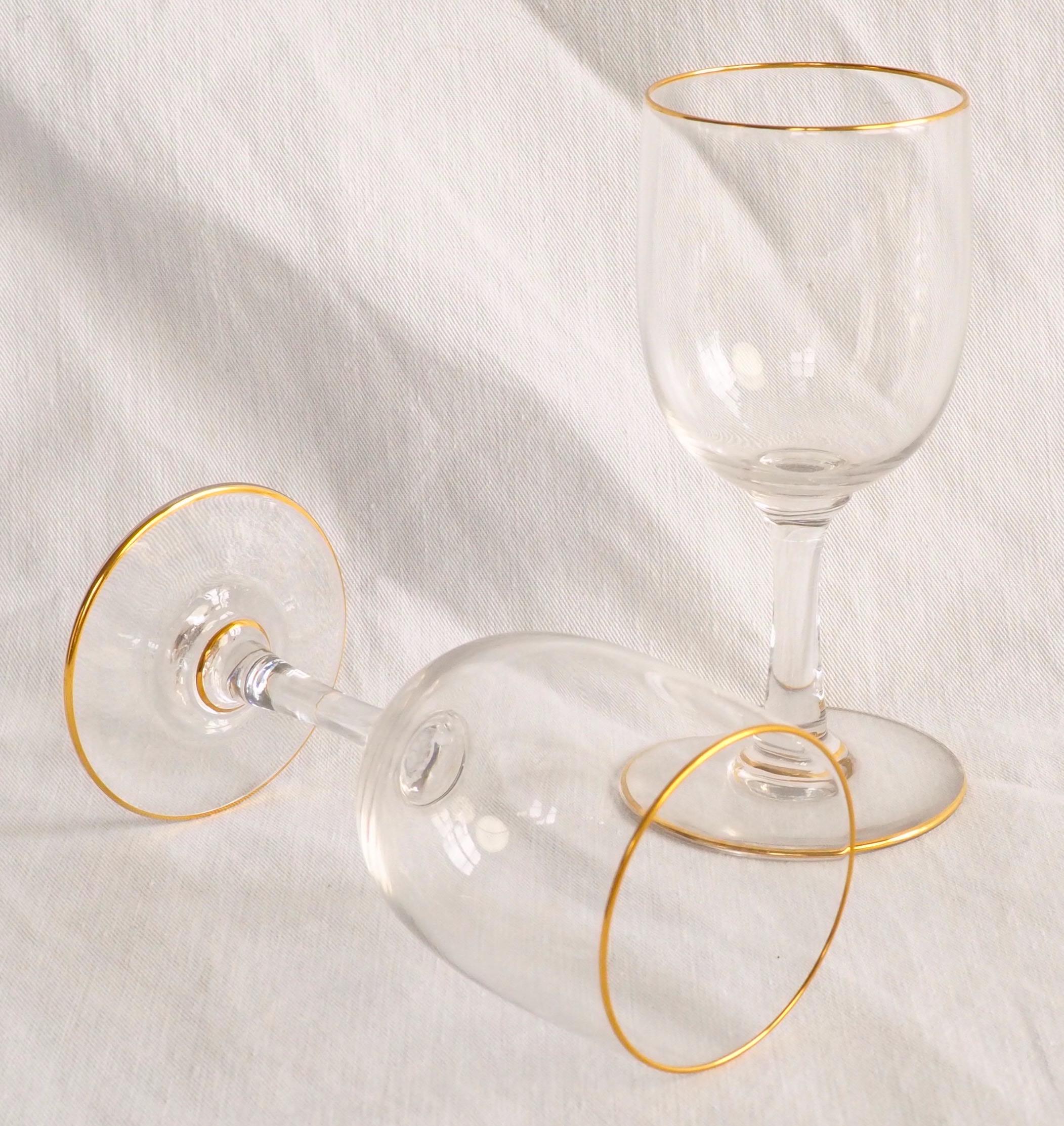 Set of 3 Baccarat crystal glasses - France - Perfection model enhanced with gold 3