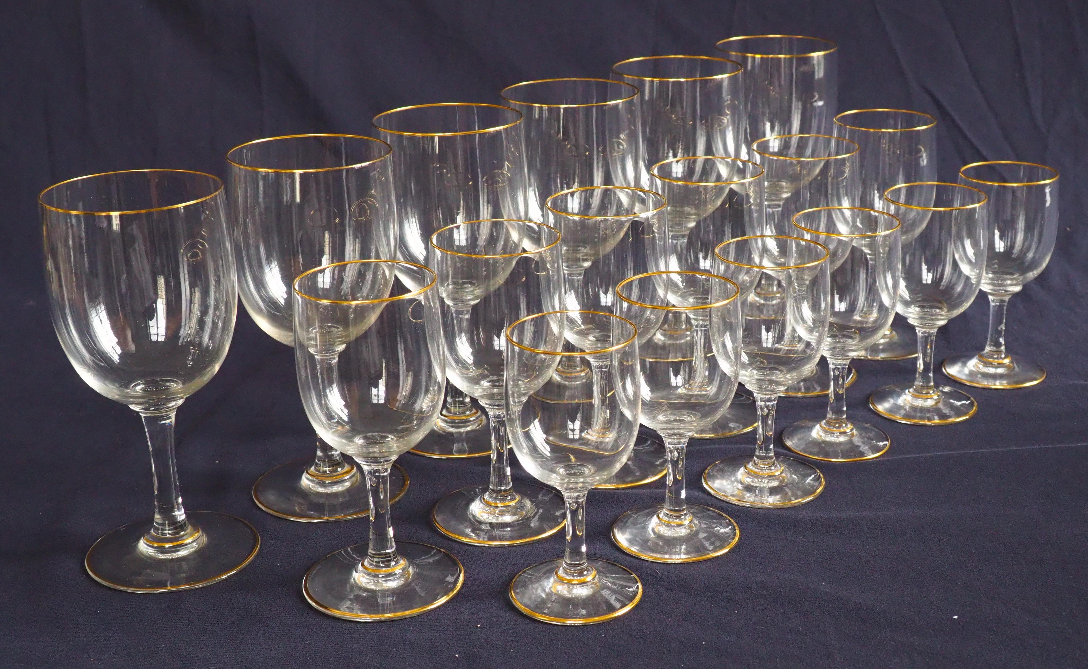 Set of 3 Baccarat crystal glasses - France - Perfection model enhanced with gold 4