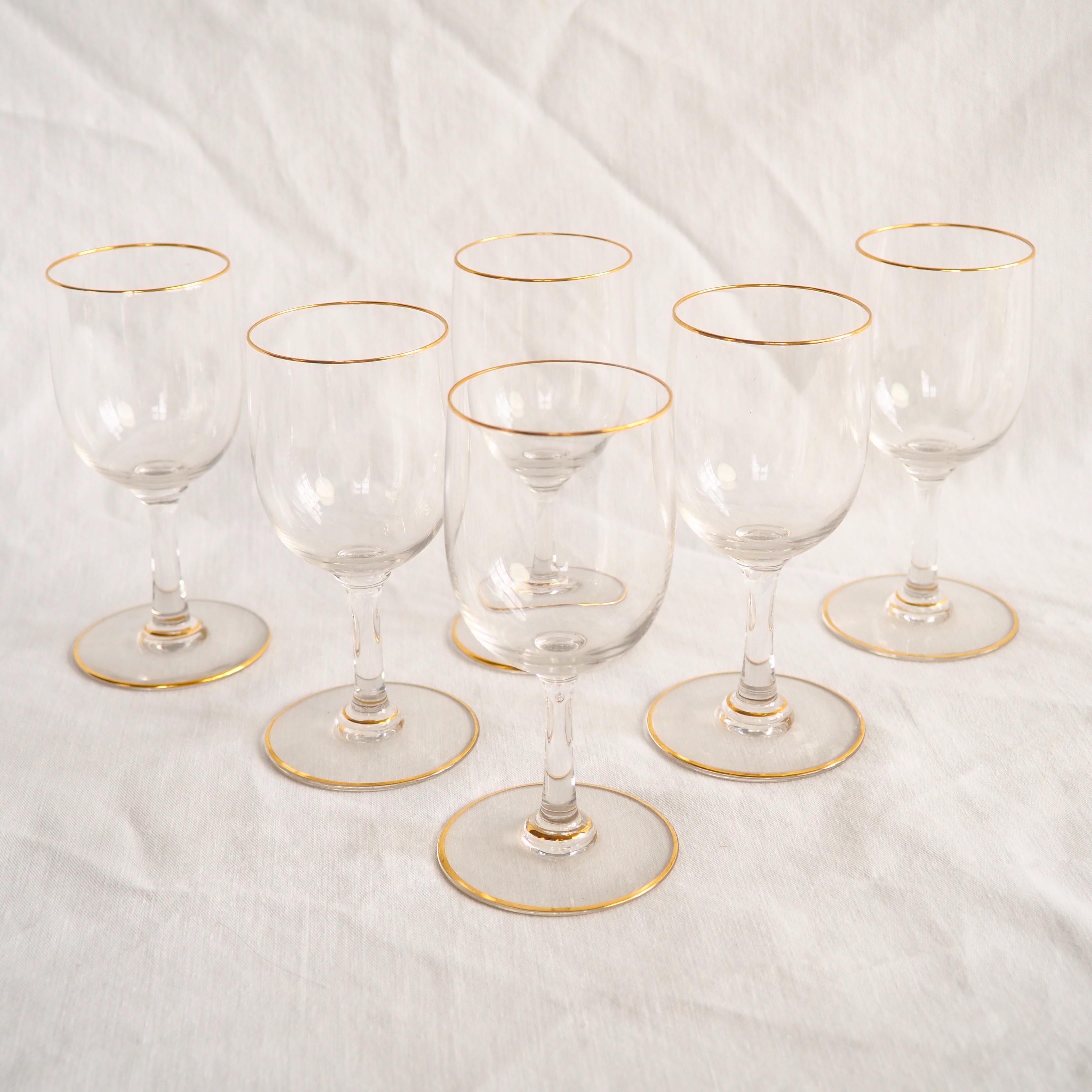 Gilt Set of 3 Baccarat crystal glasses - France - Perfection model enhanced with gold