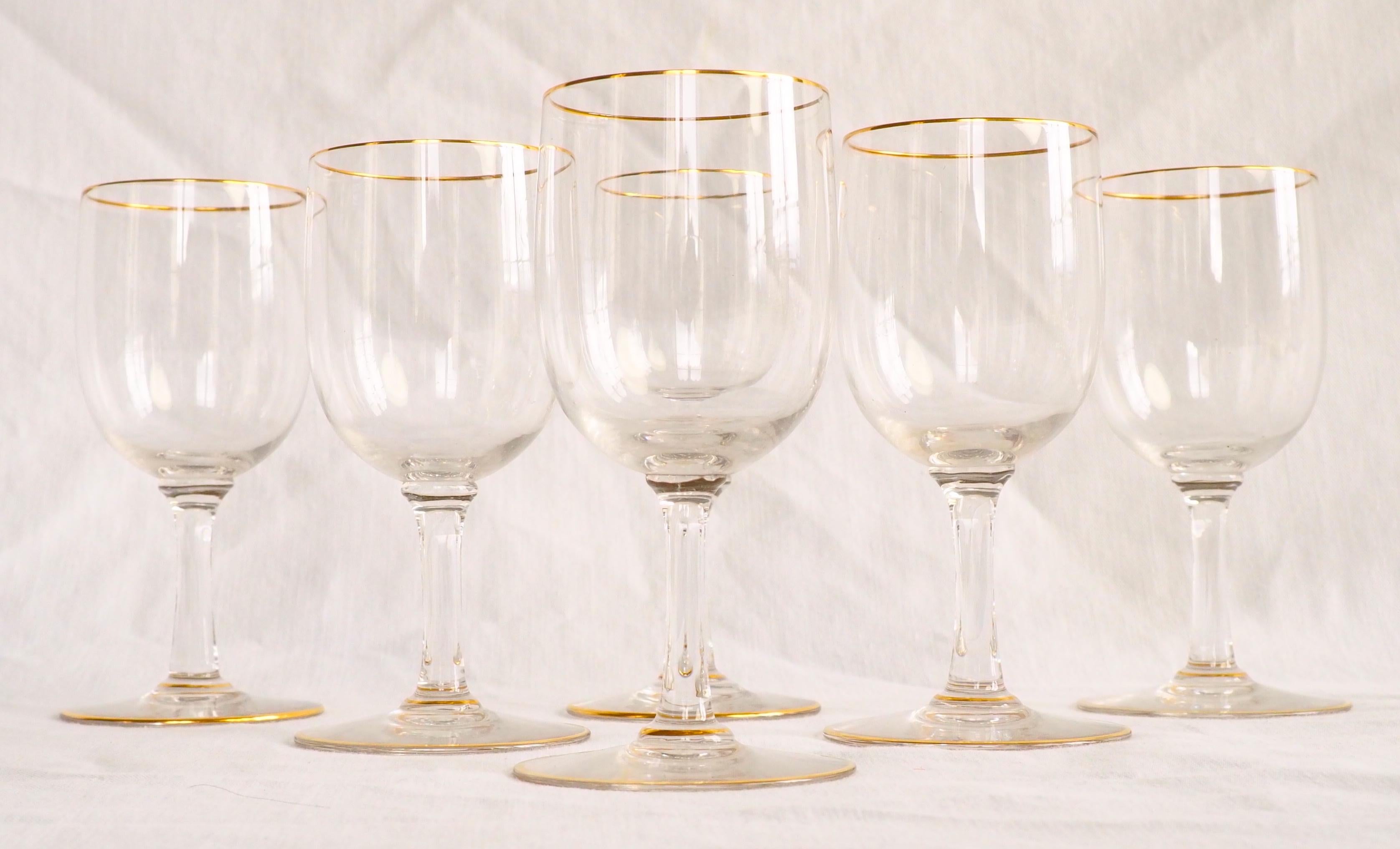 Set of 3 Baccarat crystal glasses - France - Perfection model enhanced with gold In Good Condition In GRENOBLE, FR