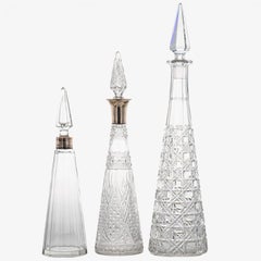 Juego de 3 jarras de cristal transparente estructurado Baccarat, Francia