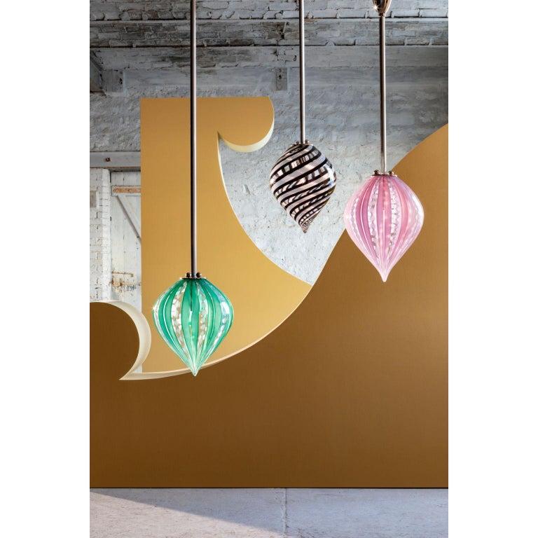 Set of 3 balloon pendant light by Magic Circus Editions
Dimensions: H 36 + rod length to order x W 27 cm
 Glass height: 36 cm
Materials: Fluted brass, mouth blown glass
Available finishes: brass, Nickel

All our lamps can be wired according to