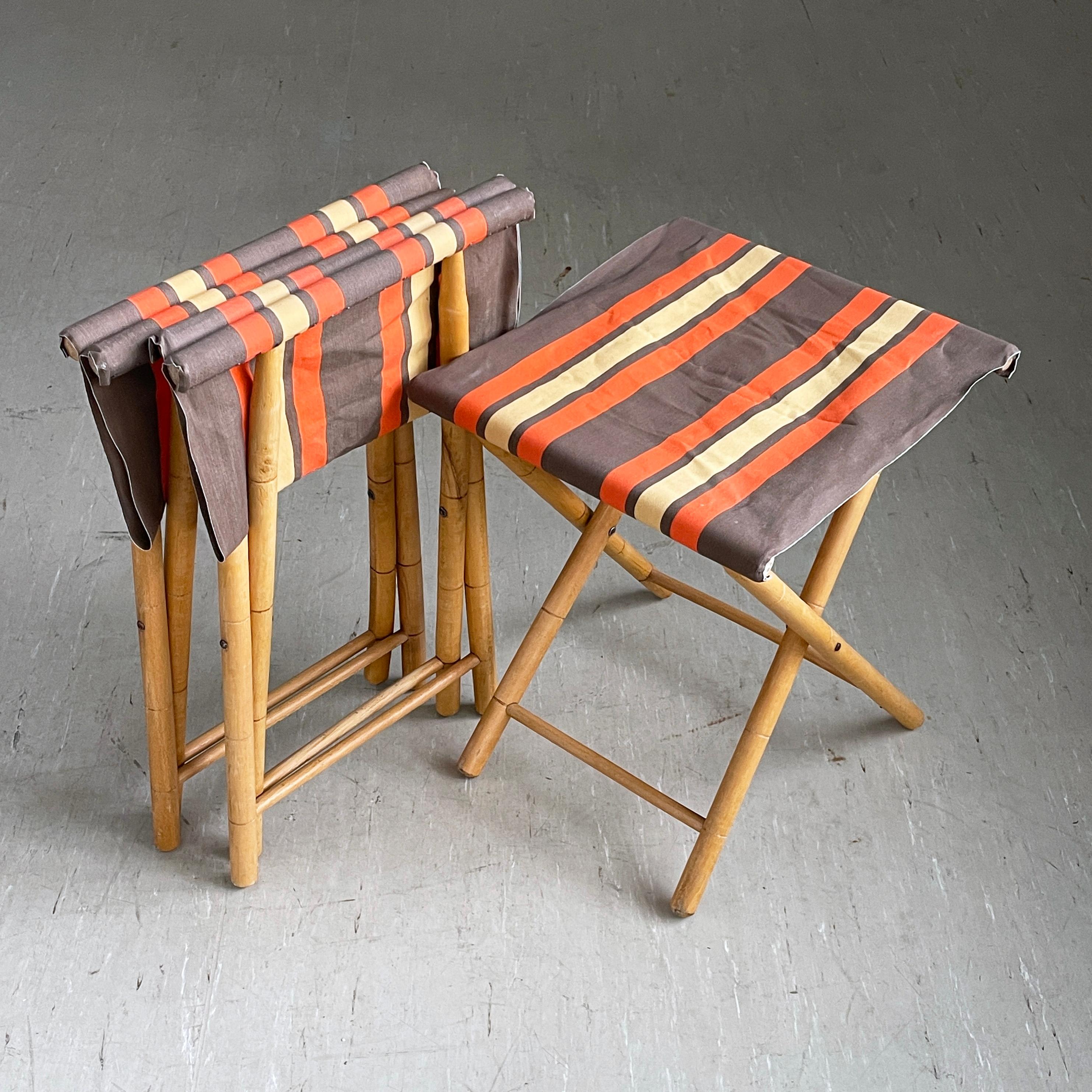 Set of 3 Bamboo Camping Chairs, 1960's For Sale 4