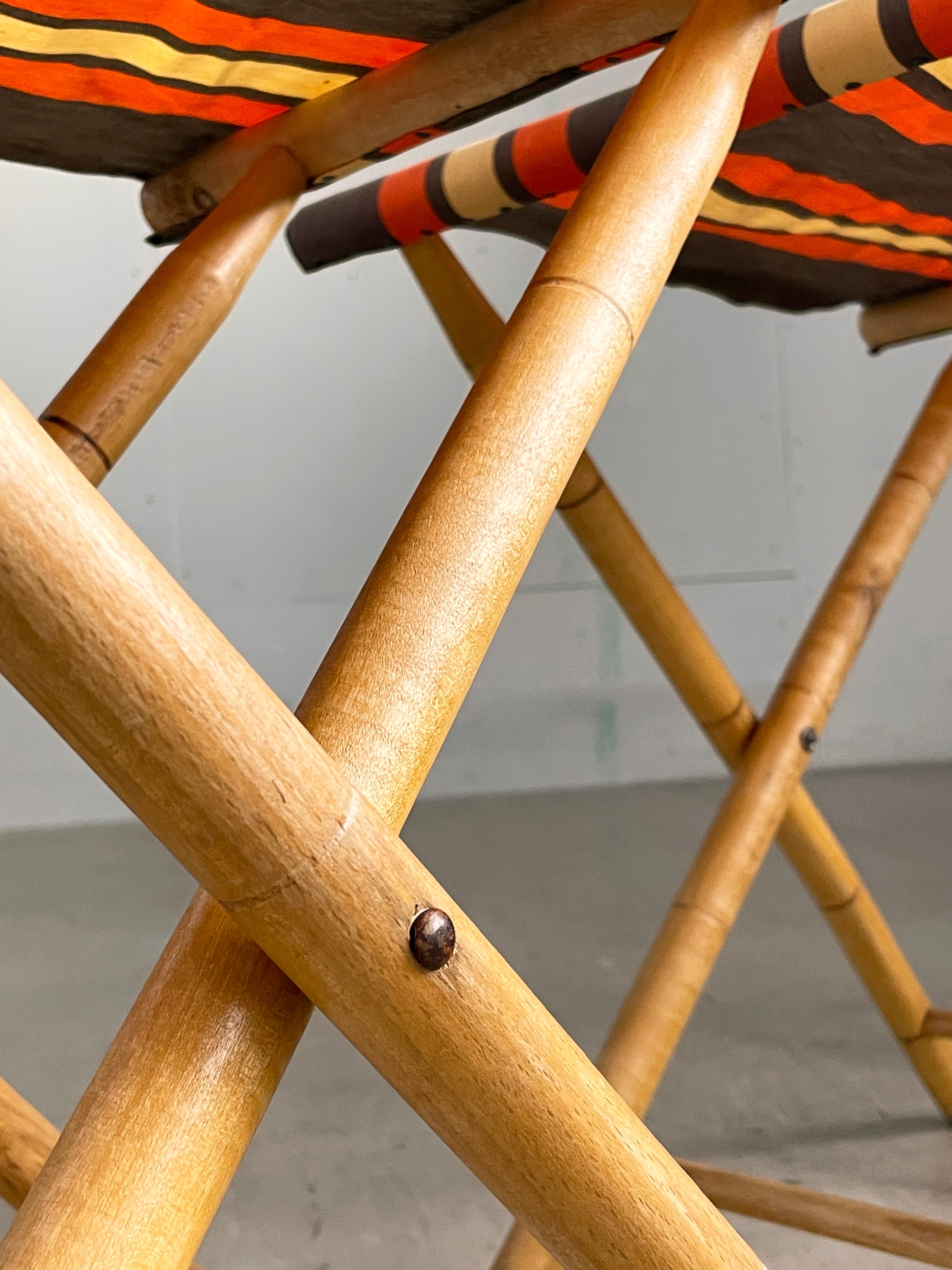 Set of 3 Bamboo Camping Chairs, 1960's For Sale 5