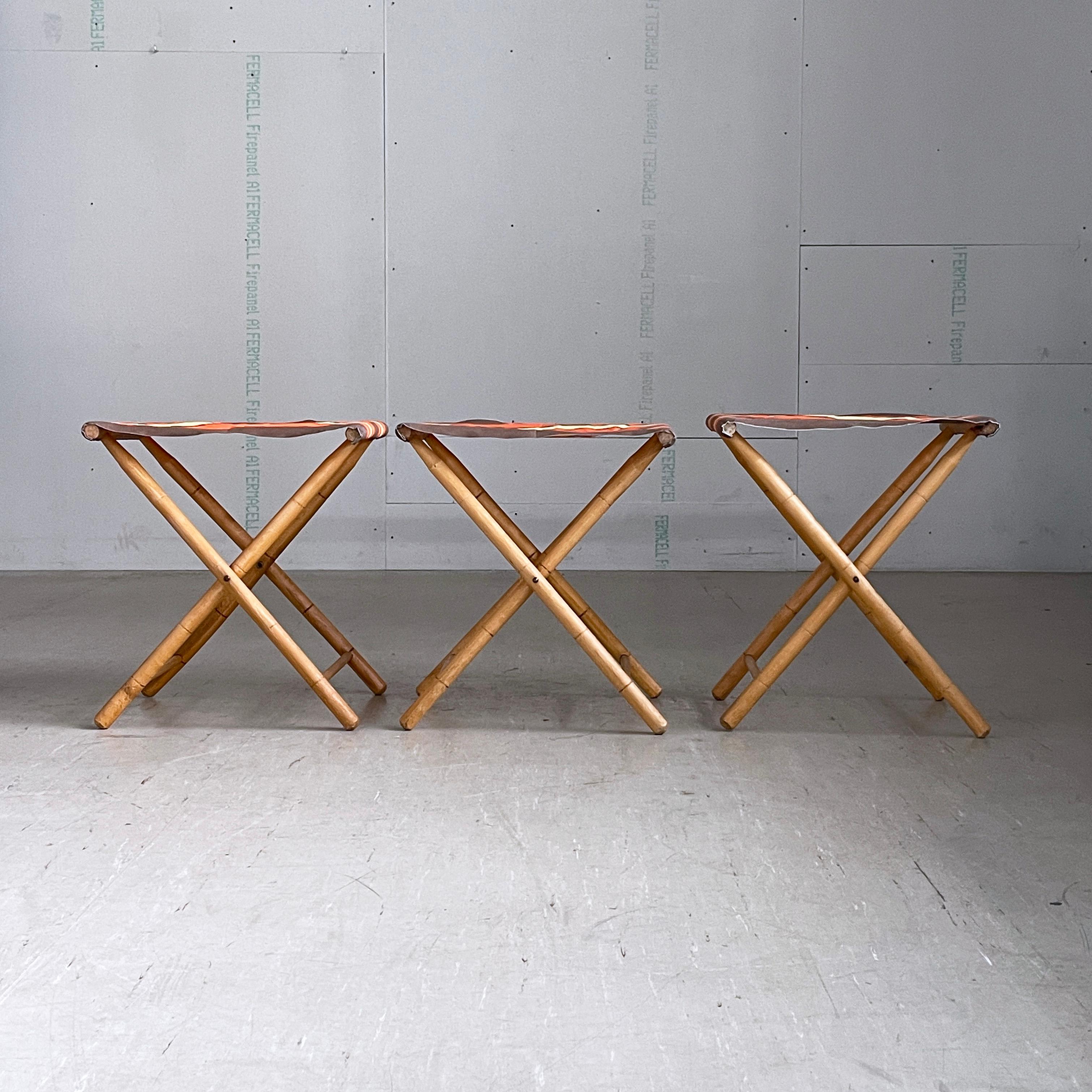 Set of 3 Bamboo Camping Chairs, 1960's For Sale 6