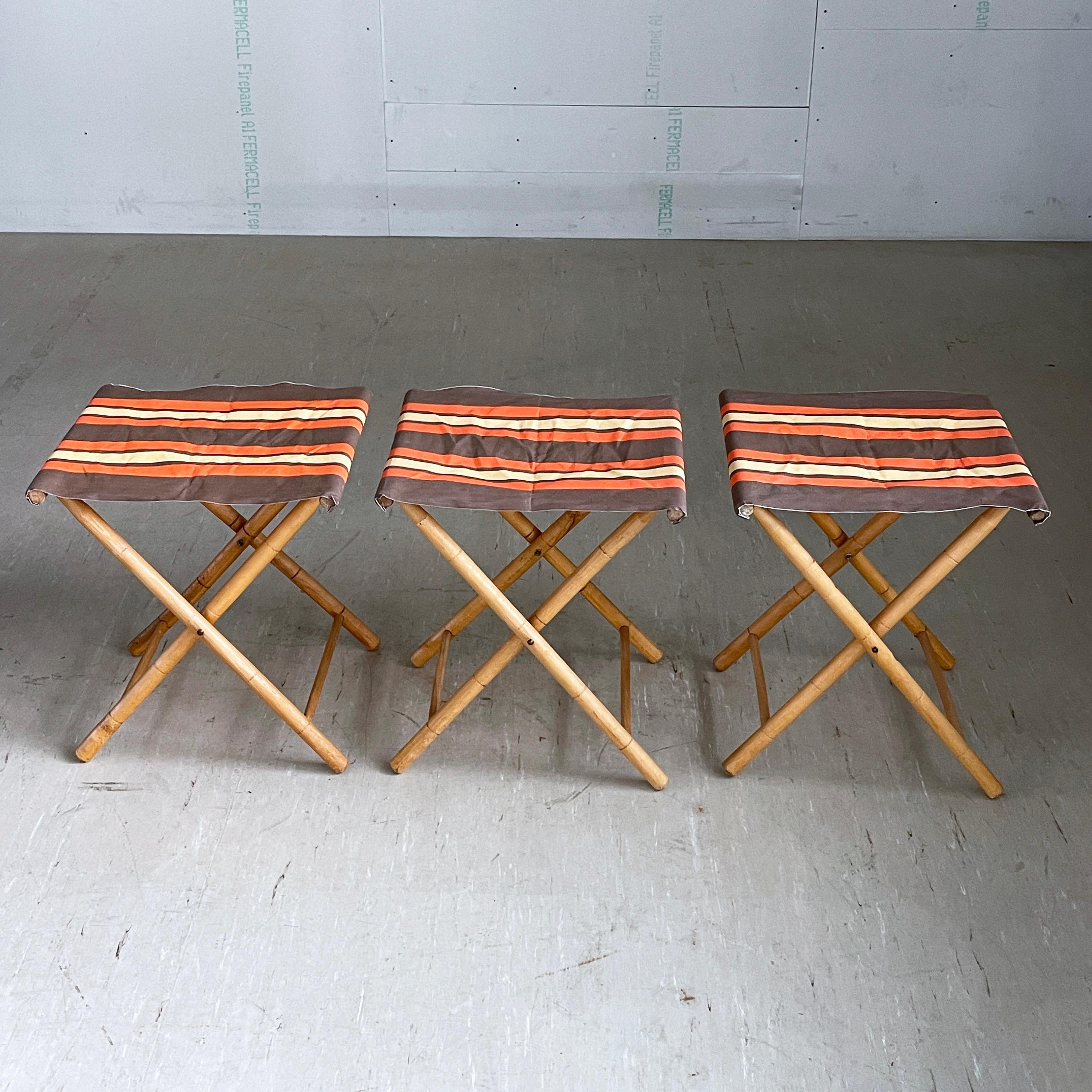 Set of 3 Bamboo Camping Chairs, 1960's For Sale 7