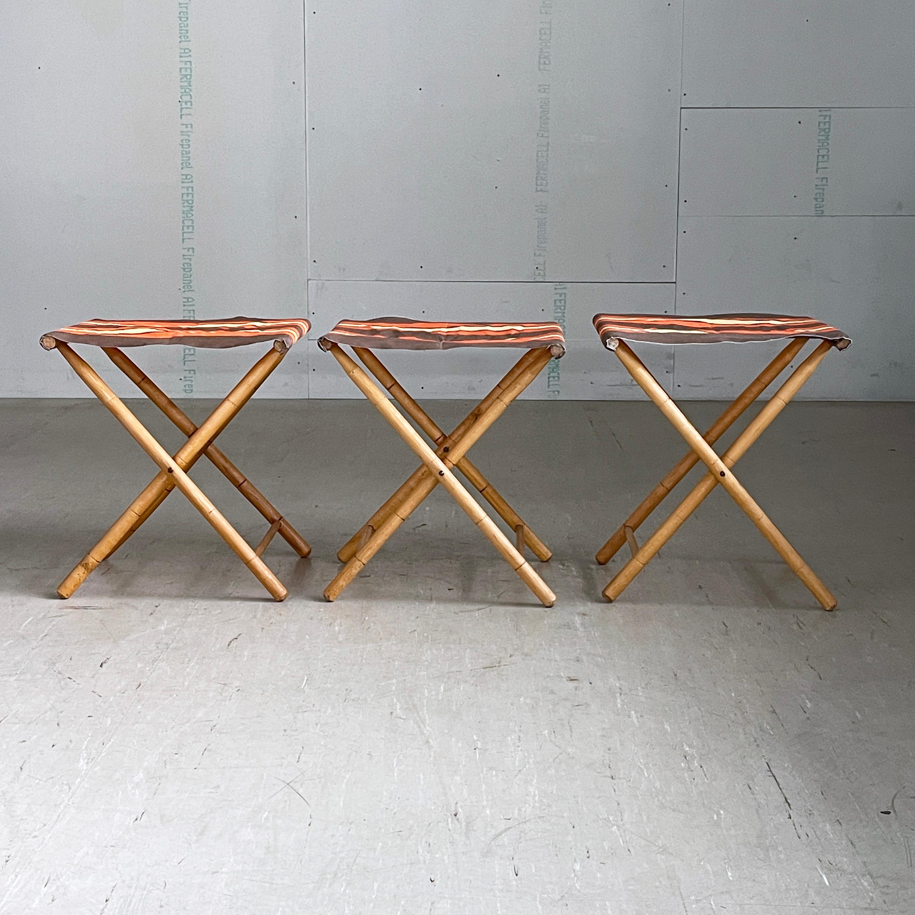 Set of 3 Bamboo Camping Chairs, 1960's For Sale 1