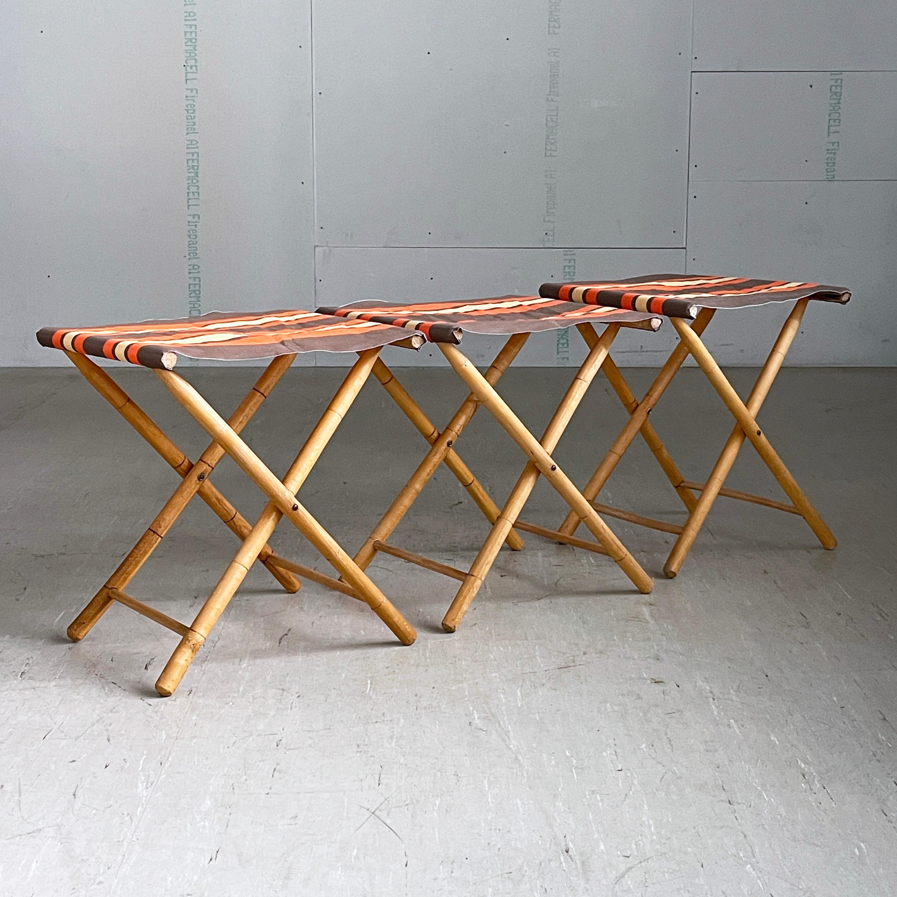 Set of 3 Bamboo Camping Chairs, 1960's For Sale 2