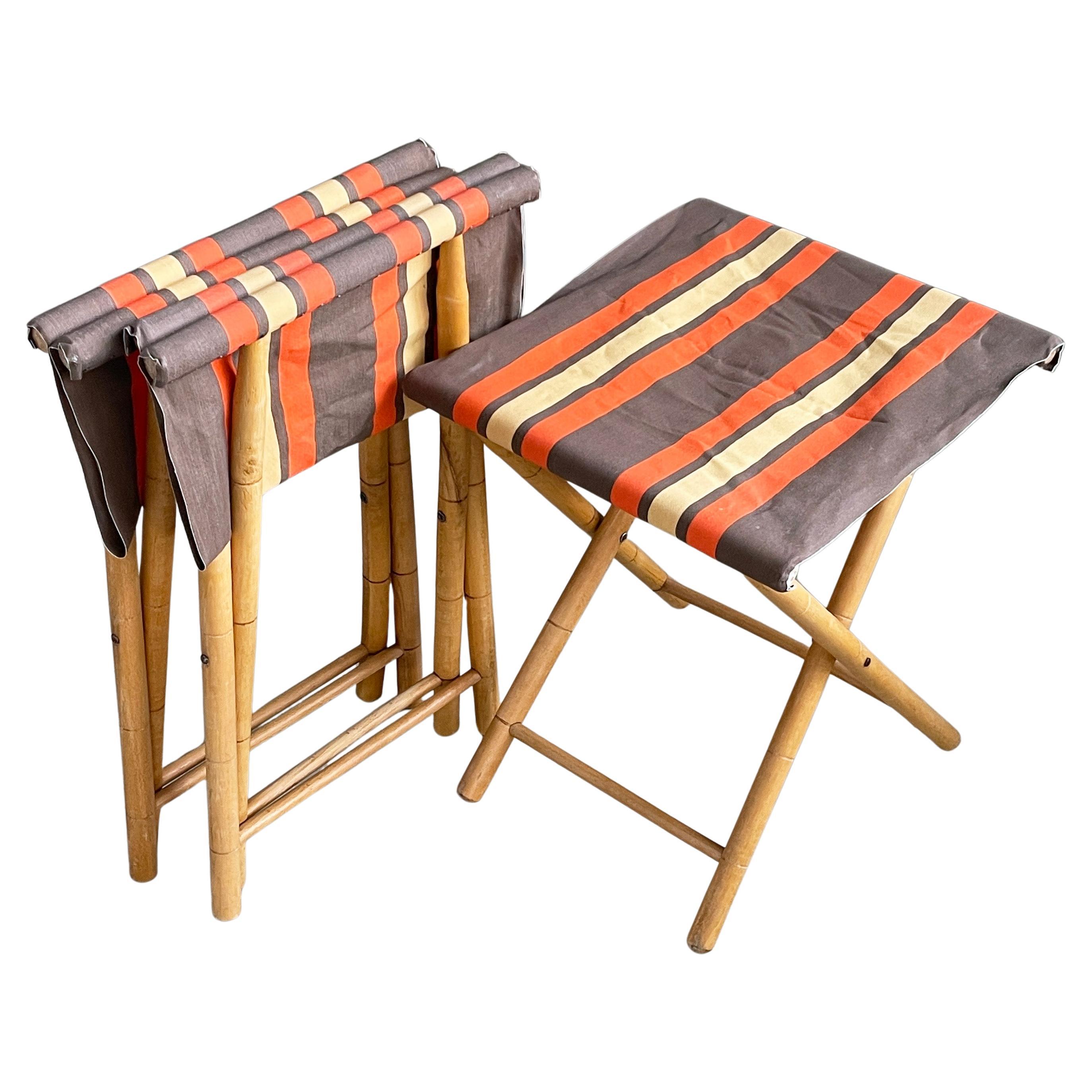 Set of 3 Bamboo Camping Chairs, 1960's For Sale