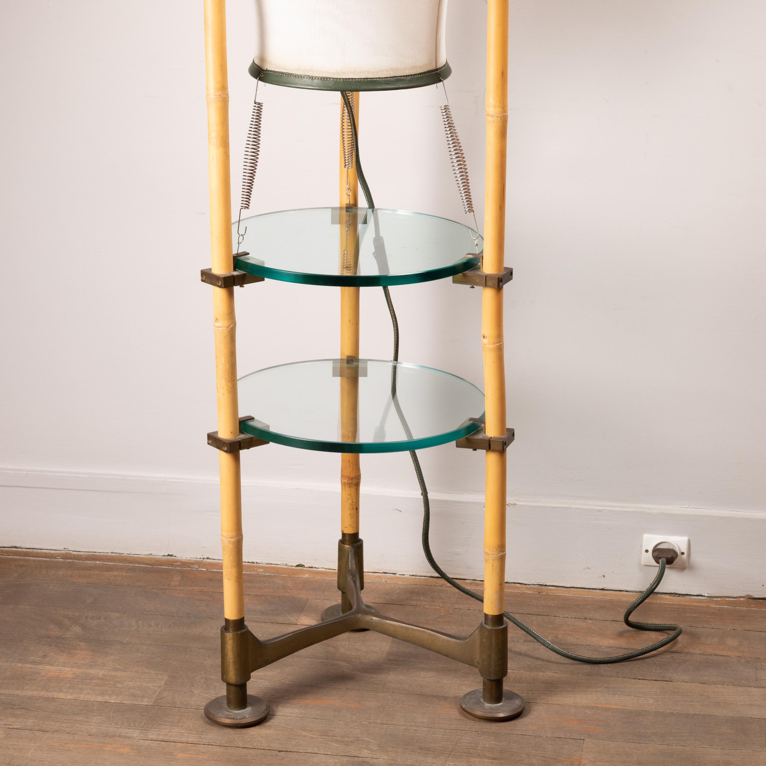 Set of 3 bamboo floor lamps by Ronald-Cecil Sportes, France 1990's For Sale 1