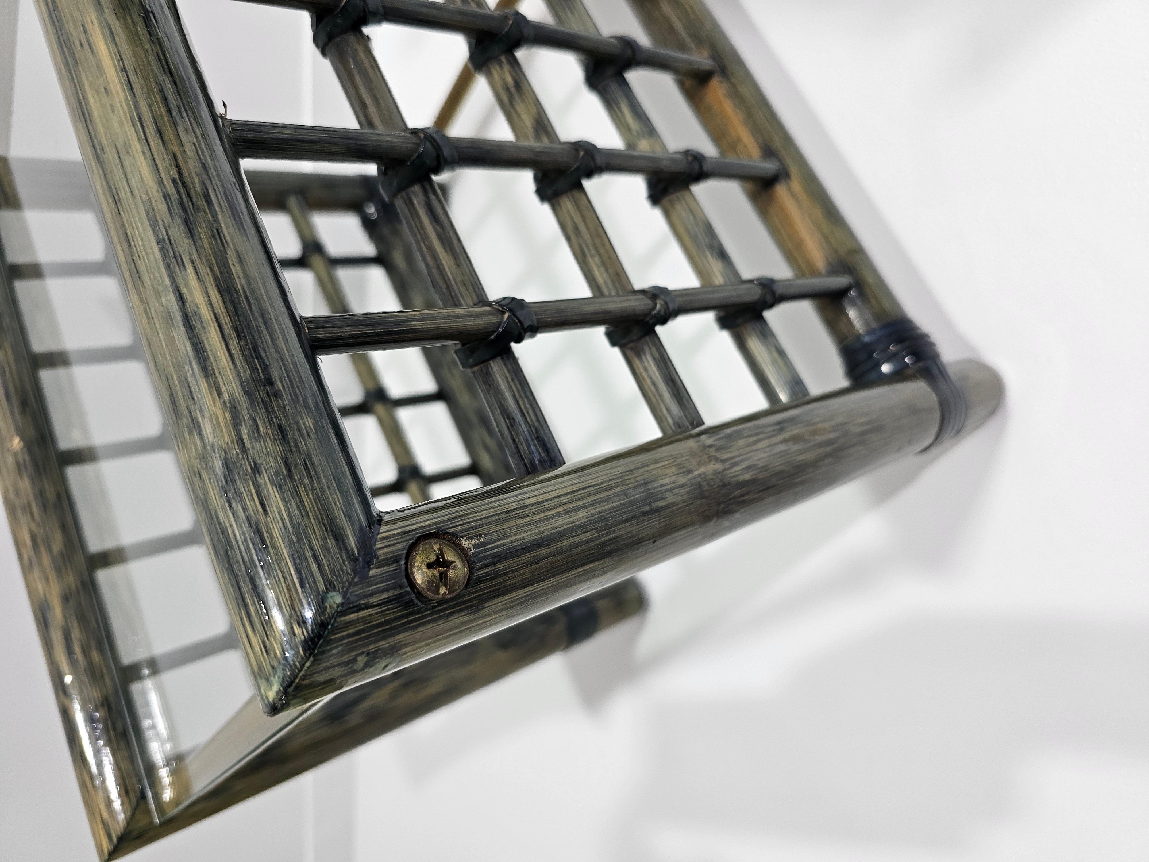Ensemble de 3 tables gigognes en bambou avec plateau en verre Italie mi-siècle moderne 1970 en vente 4
