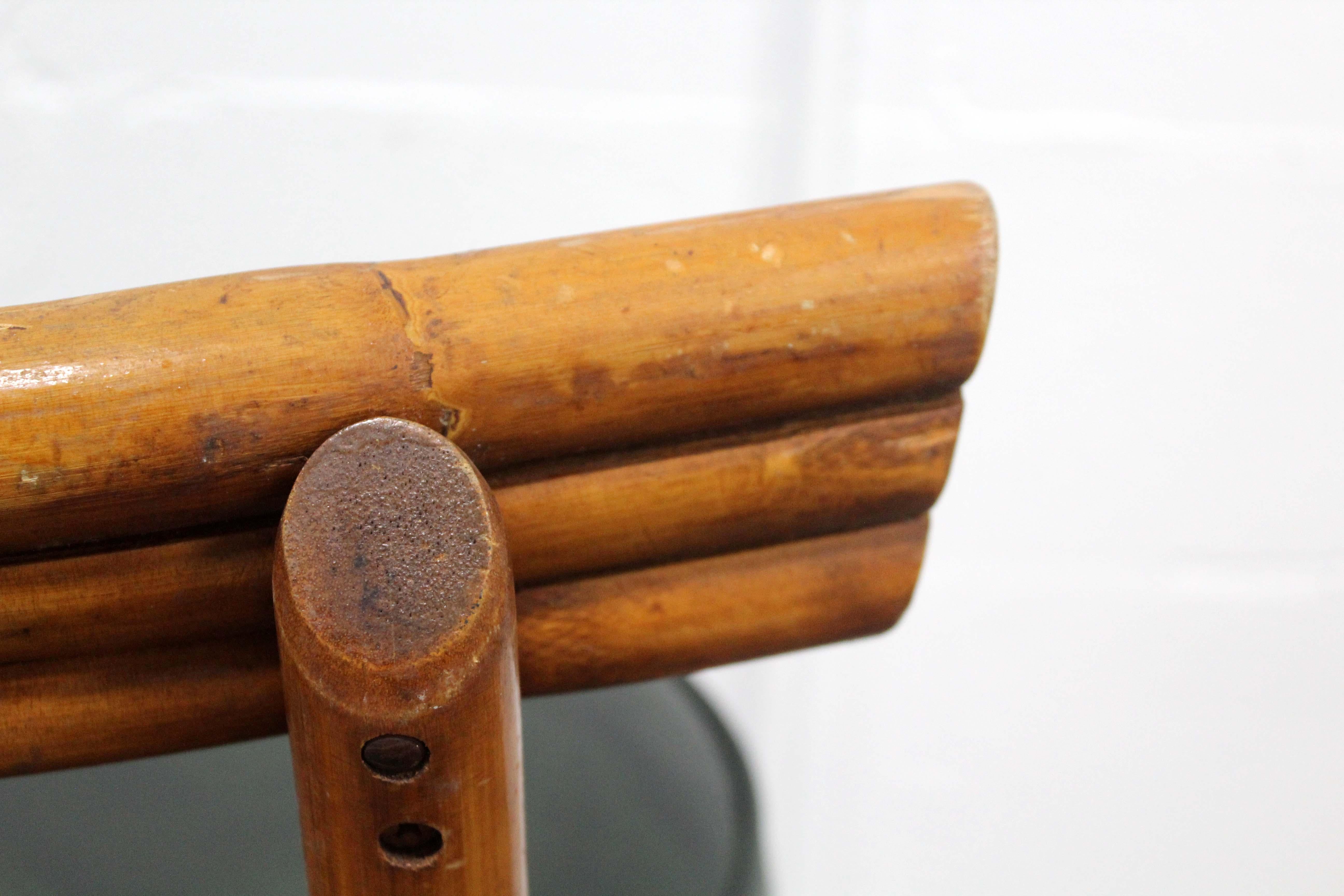 20th Century Set of 3 Bamboo Wood Swivel Tiki Barstools Stools Paul Frankl Style