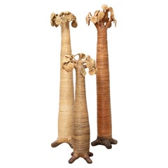 Conjunto de 3 baobabs de Madagascar en rafia, circa 2000
