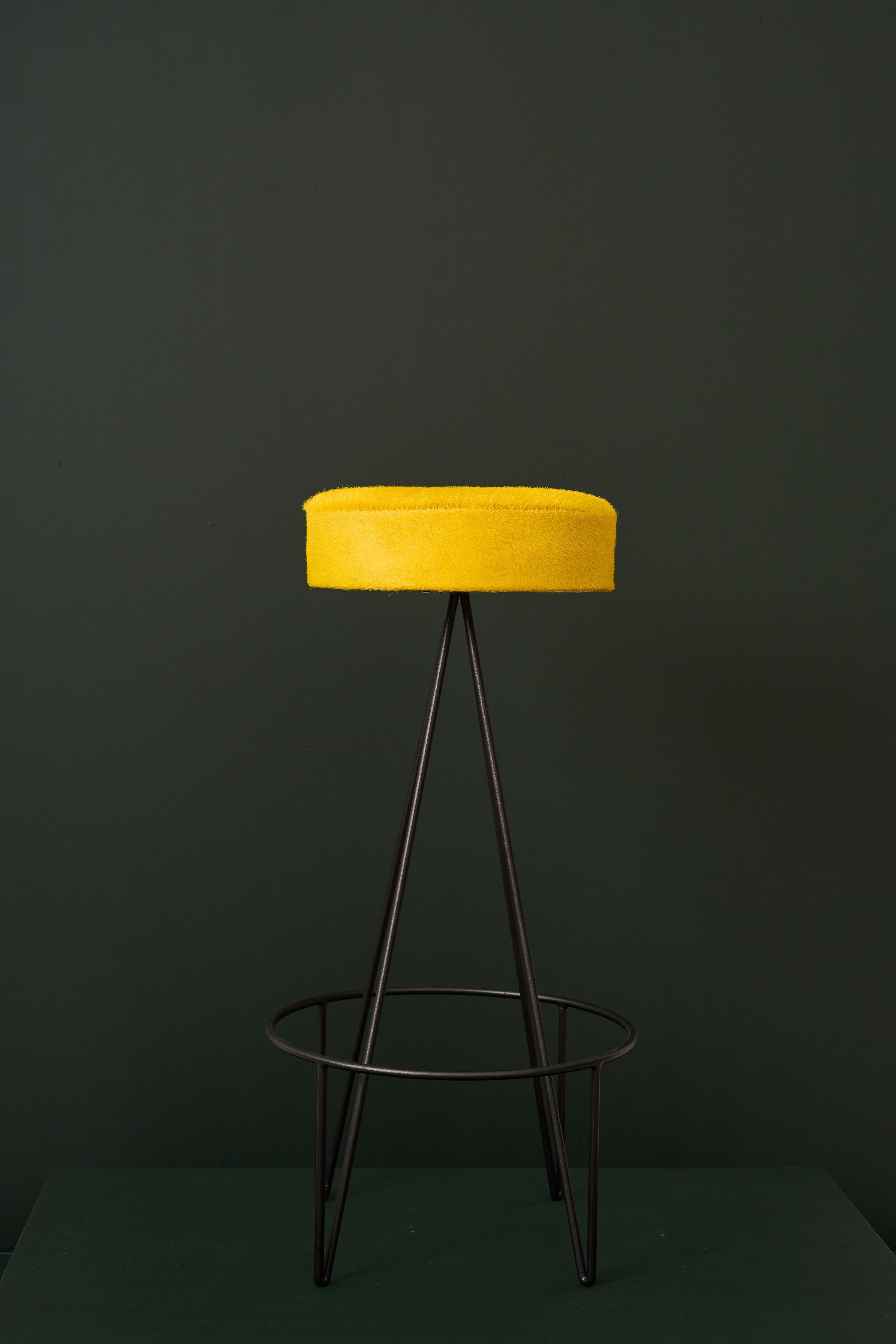Metal SET OF 3 BAR STOOLS Frederic Weinberg For Sale