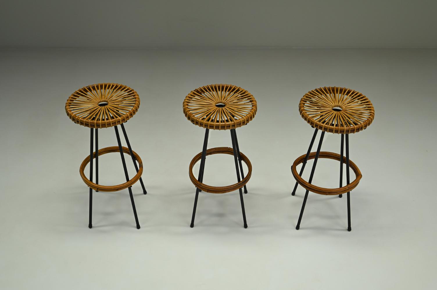Mid-20th Century Set of 3 bar stools from Rohé Noordwolde, 1960s The Netherlands. For Sale