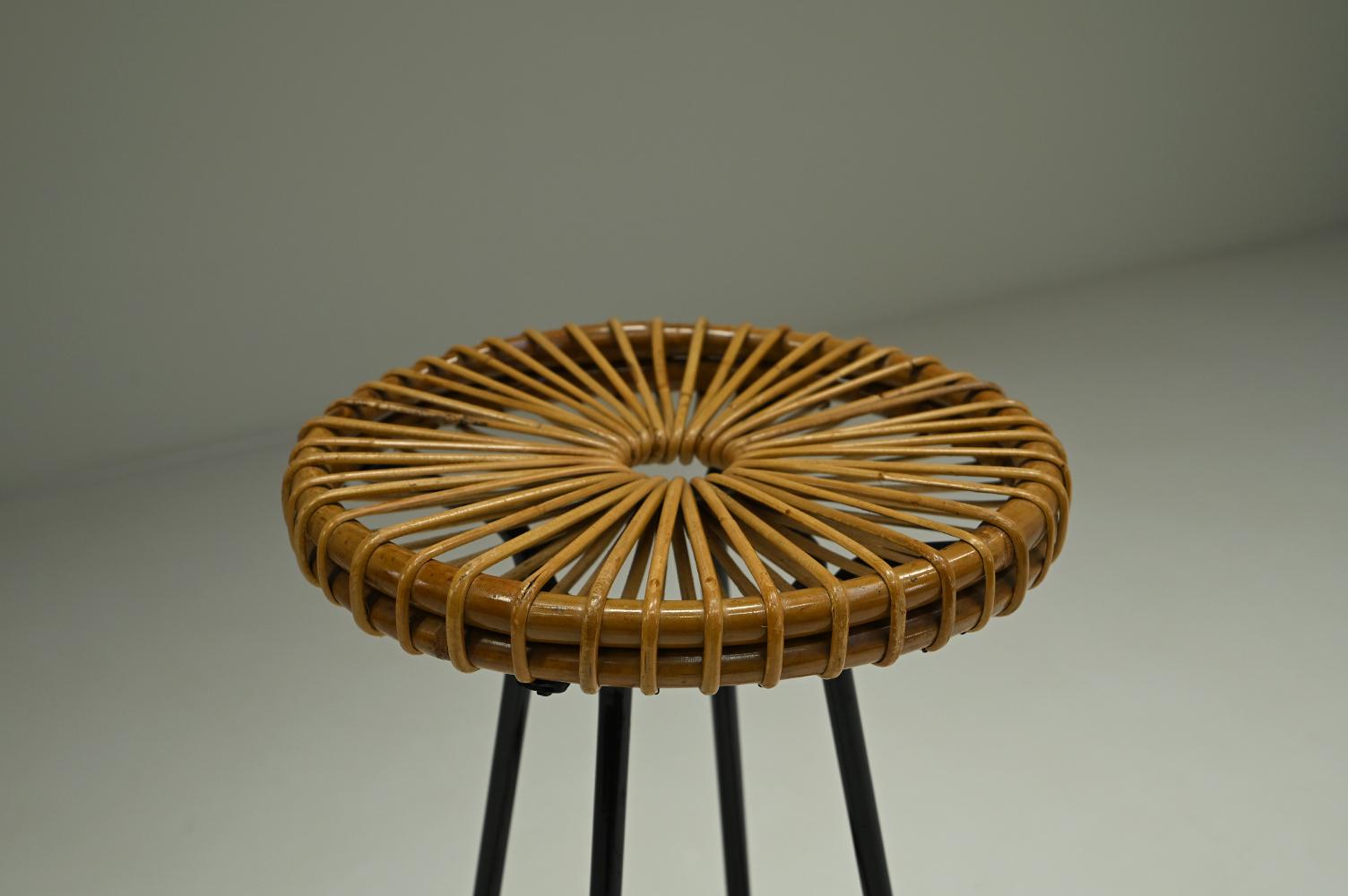Metal Set of 3 bar stools from Rohé Noordwolde, 1960s The Netherlands. For Sale