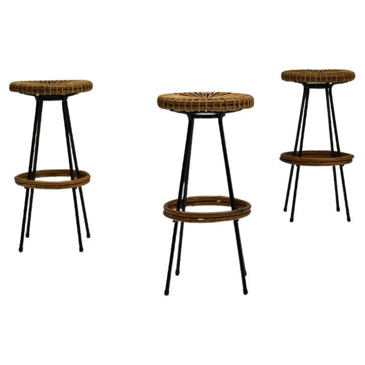 Set of 3 bar stools from Rohé Noordwolde, 1960s The Netherlands.