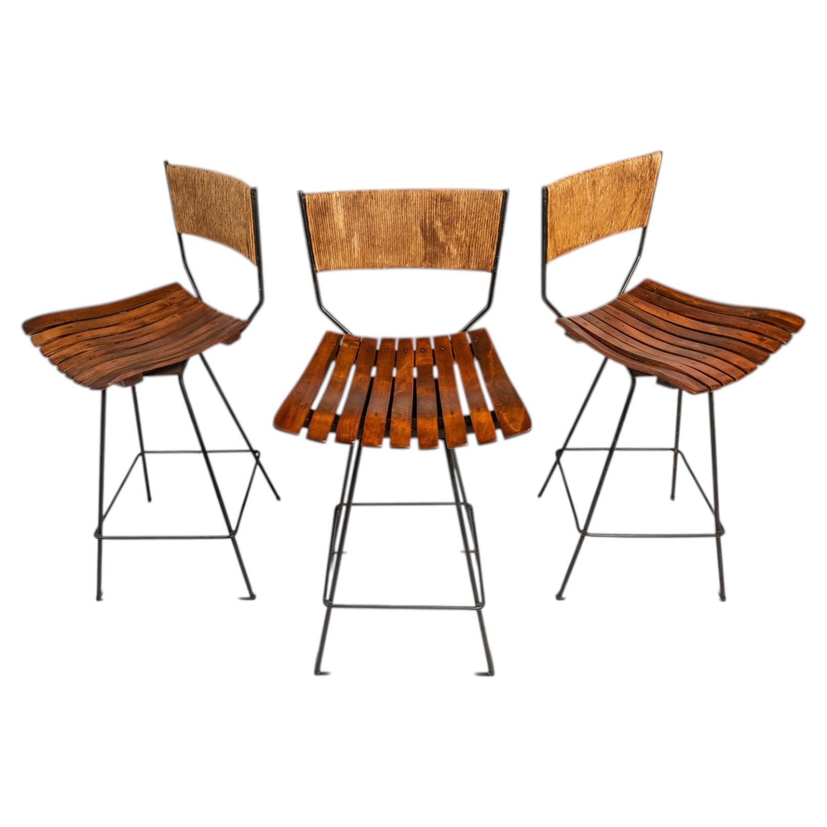 Set of 3 Bar Stools in Maple for by Arthur Umanoff for Raymor, USA, c. 1960s