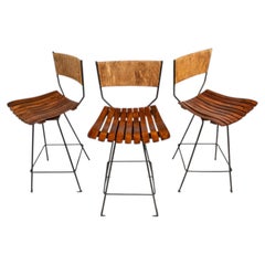 Satz von 3 Barhockern aus Ahornholz für Arthur Umanoff für Raymor, USA, ca. 1960er Jahre