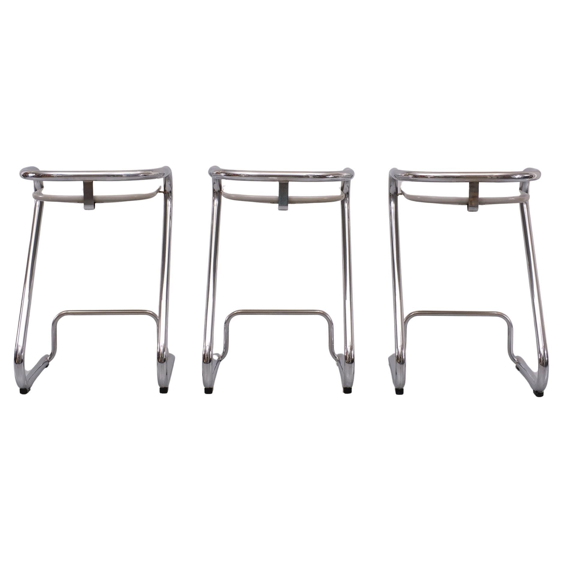 Mid-Century Modern Set of 3 Bar stools S70-3 by Borge Lindau & Bo Lindekrantz for Lammhults  1960 