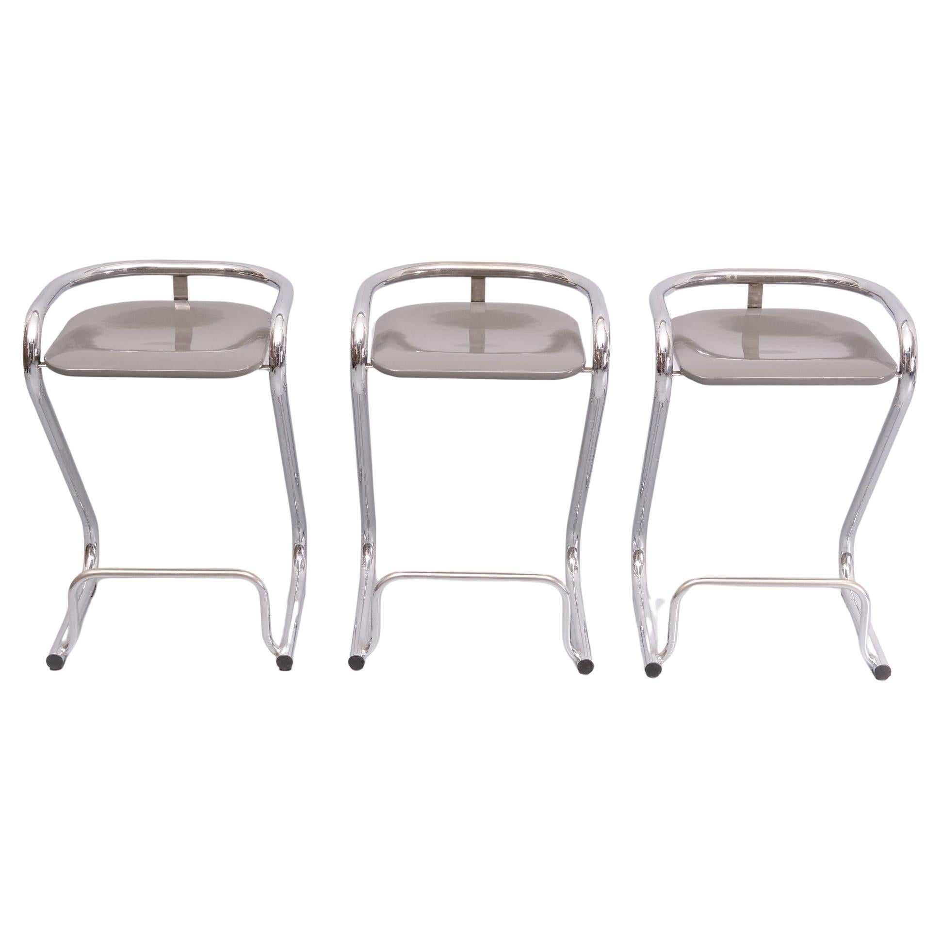 Set of 3 Bar stools S70-3 by Borge Lindau & Bo Lindekrantz for Lammhults  1960  In Good Condition For Sale In Den Haag, NL