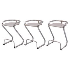Set of 3 Bar stools S70-3 by Borge Lindau & Bo Lindekrantz for Lammhults  1960