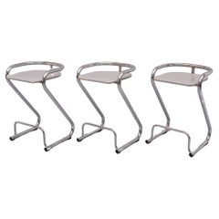 Set of 3 Bar stools S70-3 by Borge Lindau & Bo Lindekrantz for Lammhults  1960 