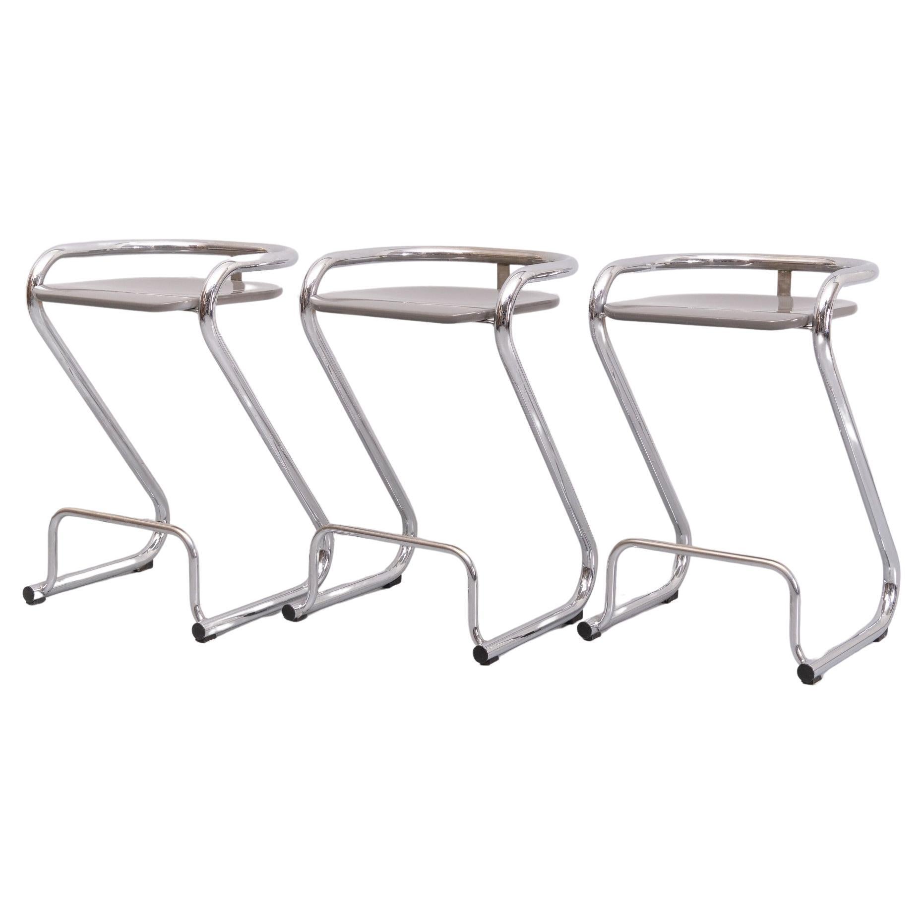 Set of 3 Bar stools S70-3 by Borge Lindau & Bo Lindekrantz for Lammhults  1960  For Sale