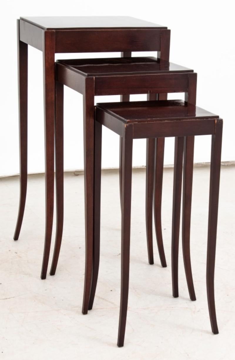 Regency Set of 3 Barbara Barry for Baker Furniture Mahogany Nesting Tables