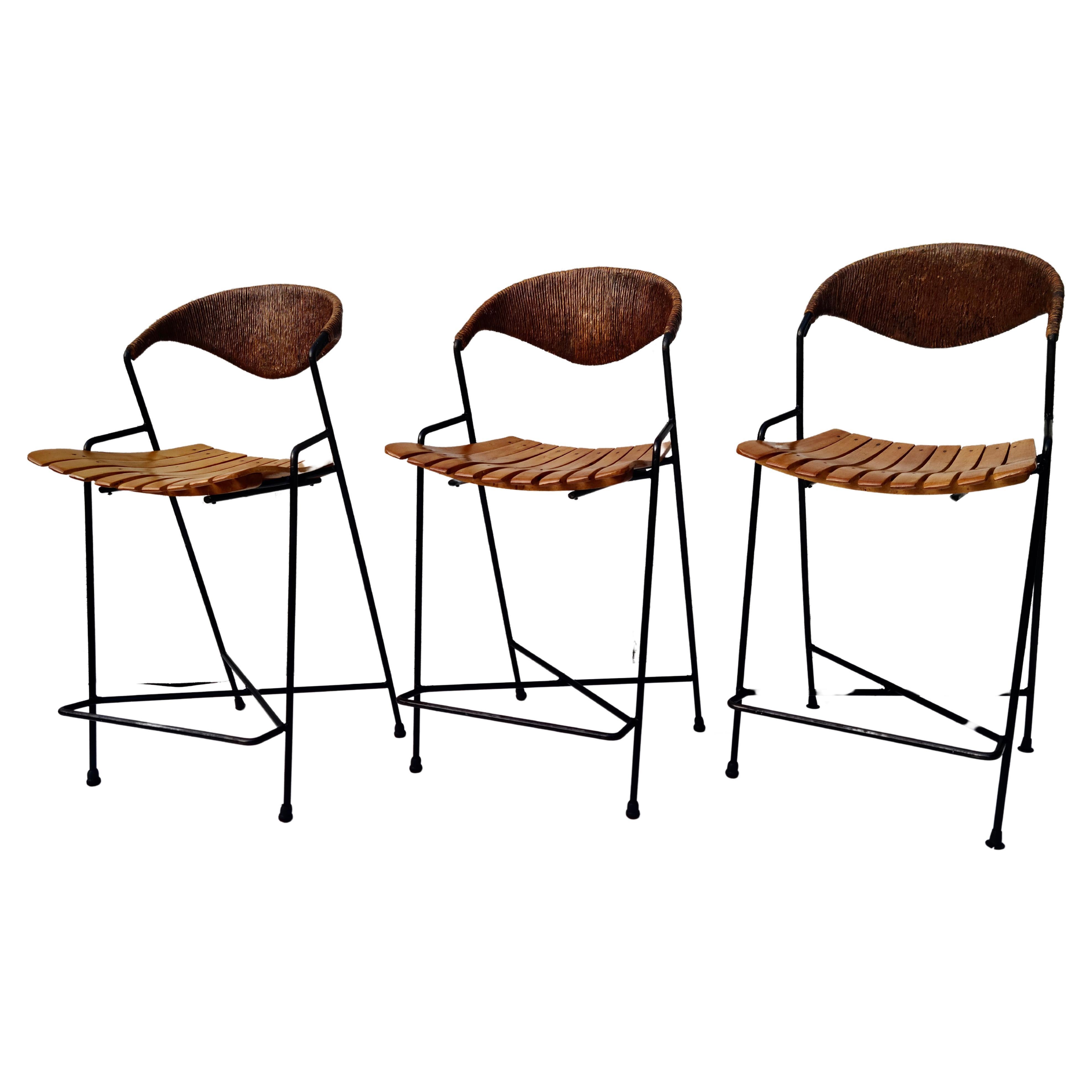 Set of 3 Barstools by Arthur Umanoff for Raymor For Sale 1