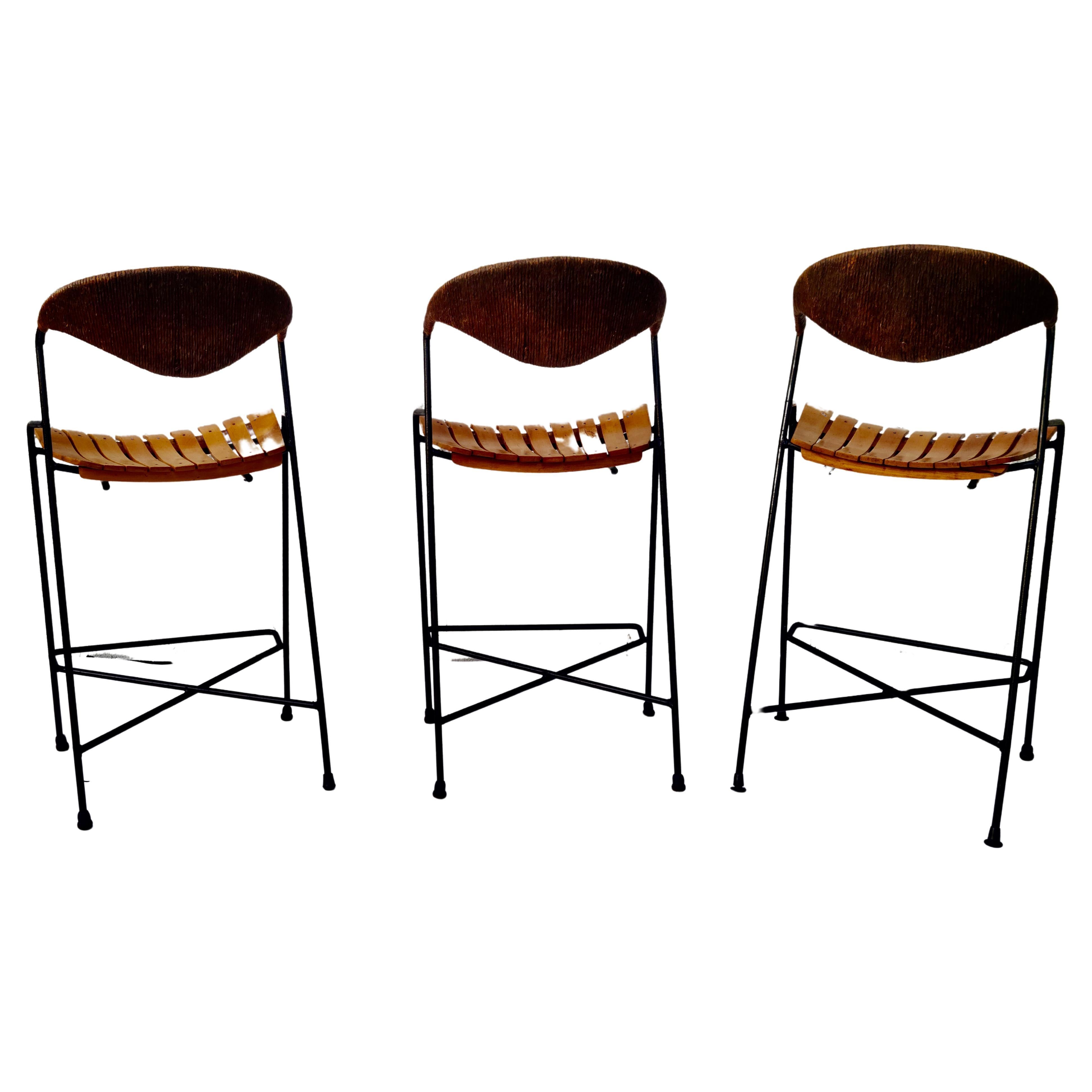 Set of 3 Barstools by Arthur Umanoff for Raymor For Sale 6