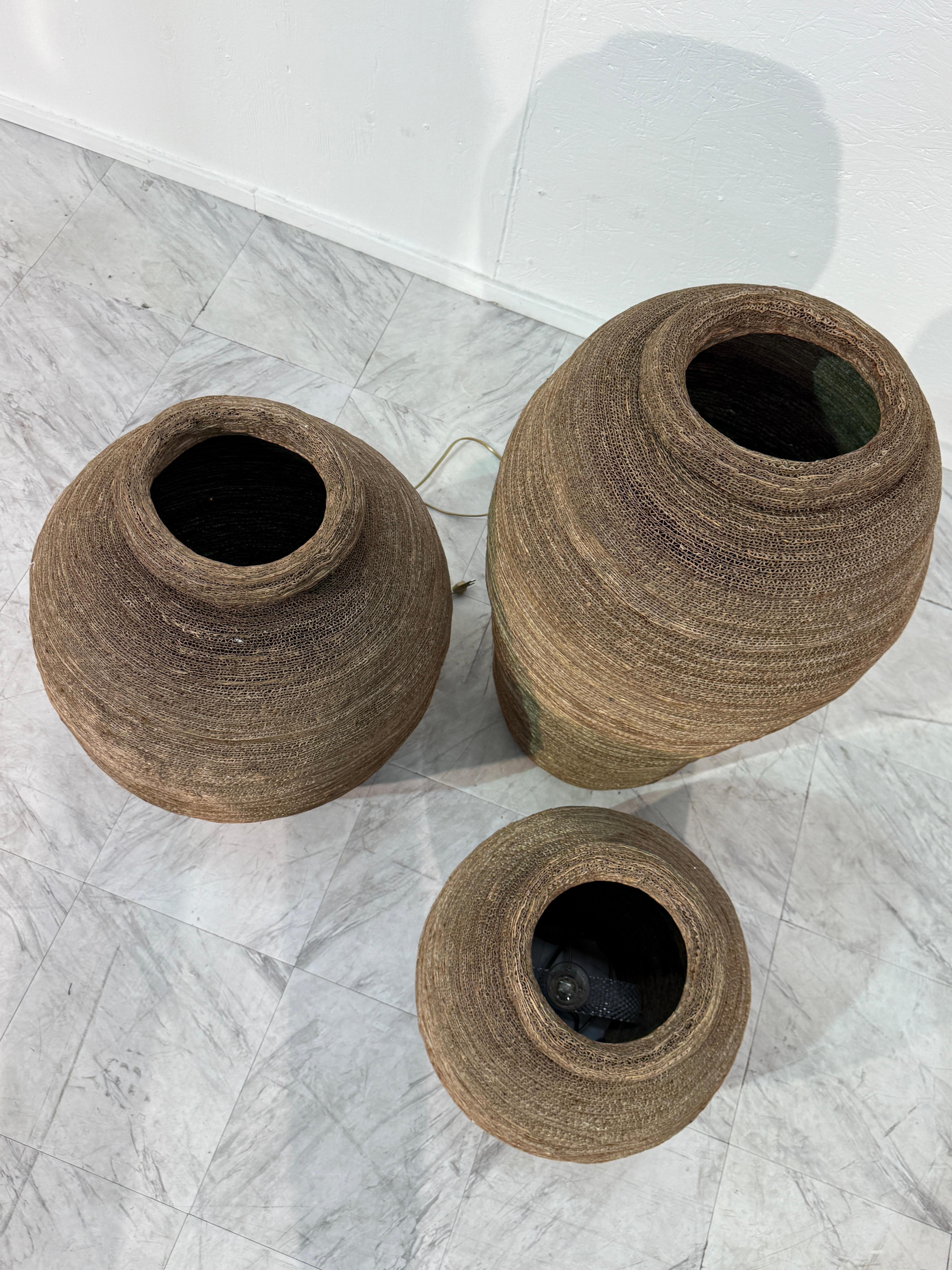 Set of 3 Basket Floor Lamps For Sale 3