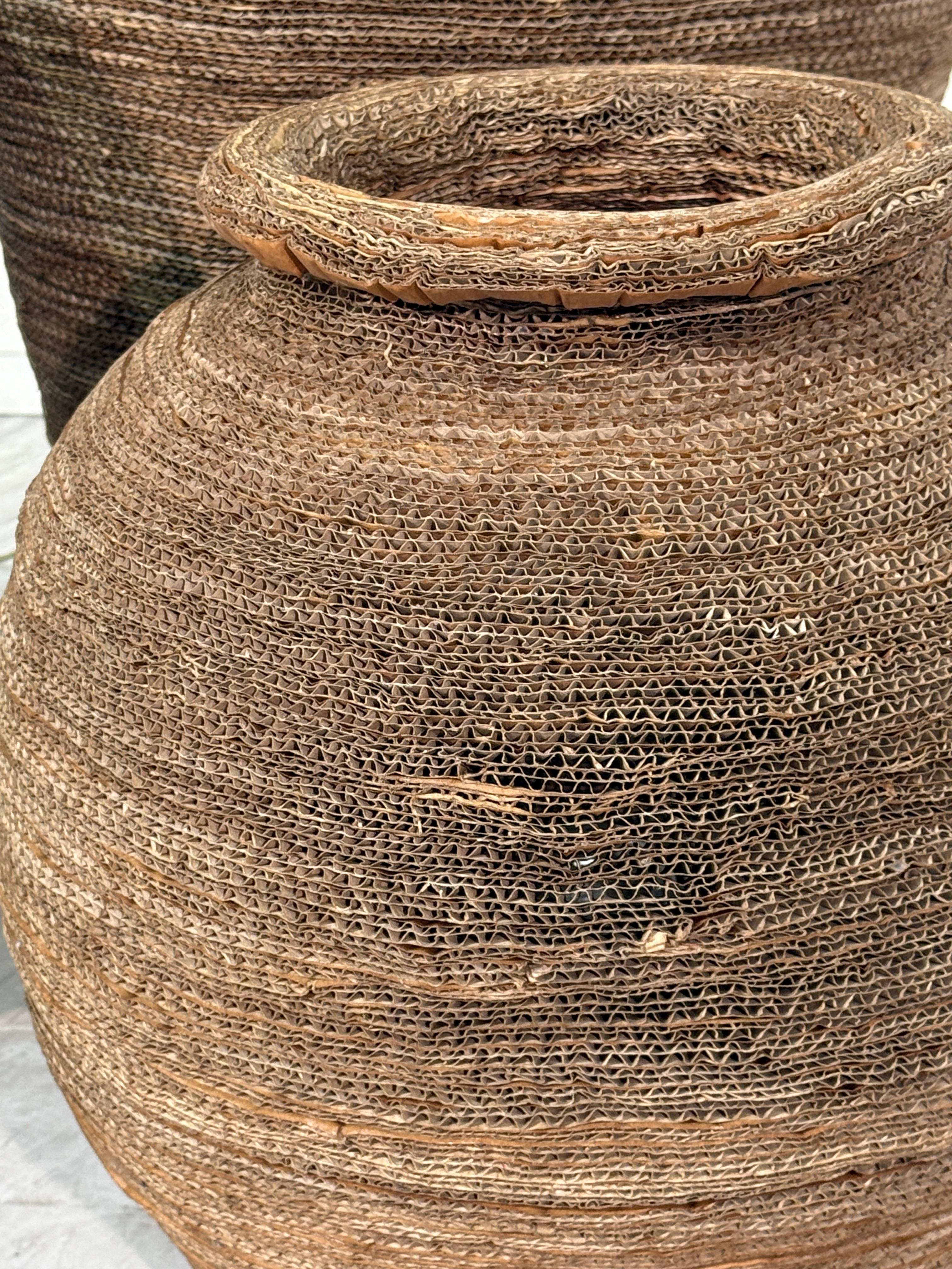 Italian Set of 3 Basket Floor Lamps For Sale