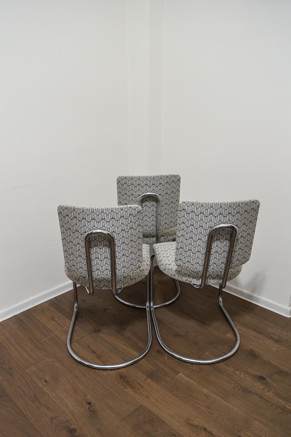 Upholstery Set of 3 Bauhaus Cantilever Chairs by Fritz August Breuhaus de Groot, 1930s