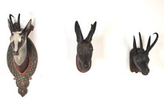 Set of 3 Bavarian or Austrian Carved Hunting Trophies, 18th & 19th Century.
