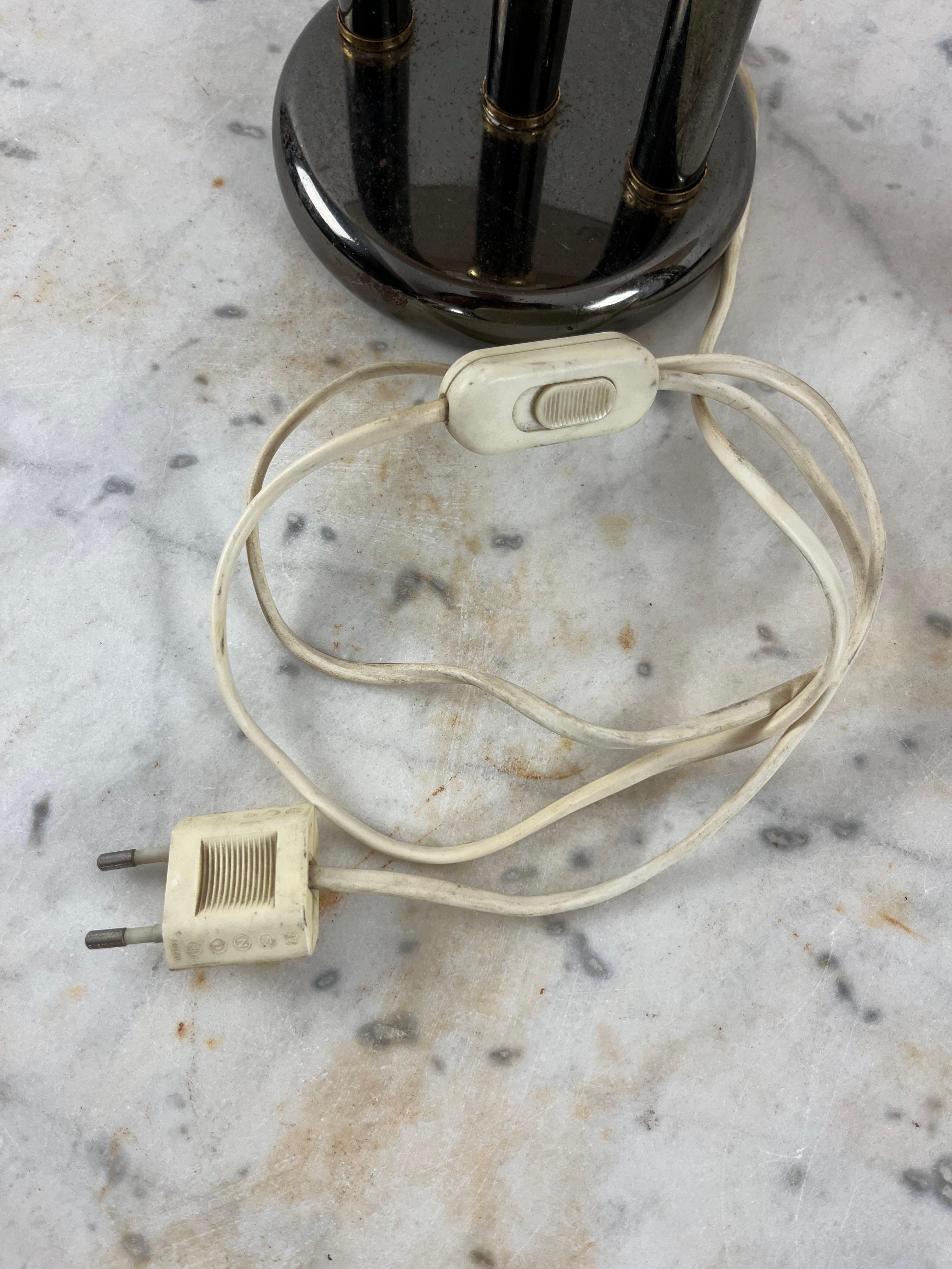 Set Of 3 Bedroom Lamps In Metal And Colored Murano Glass, 1980s For Sale 10