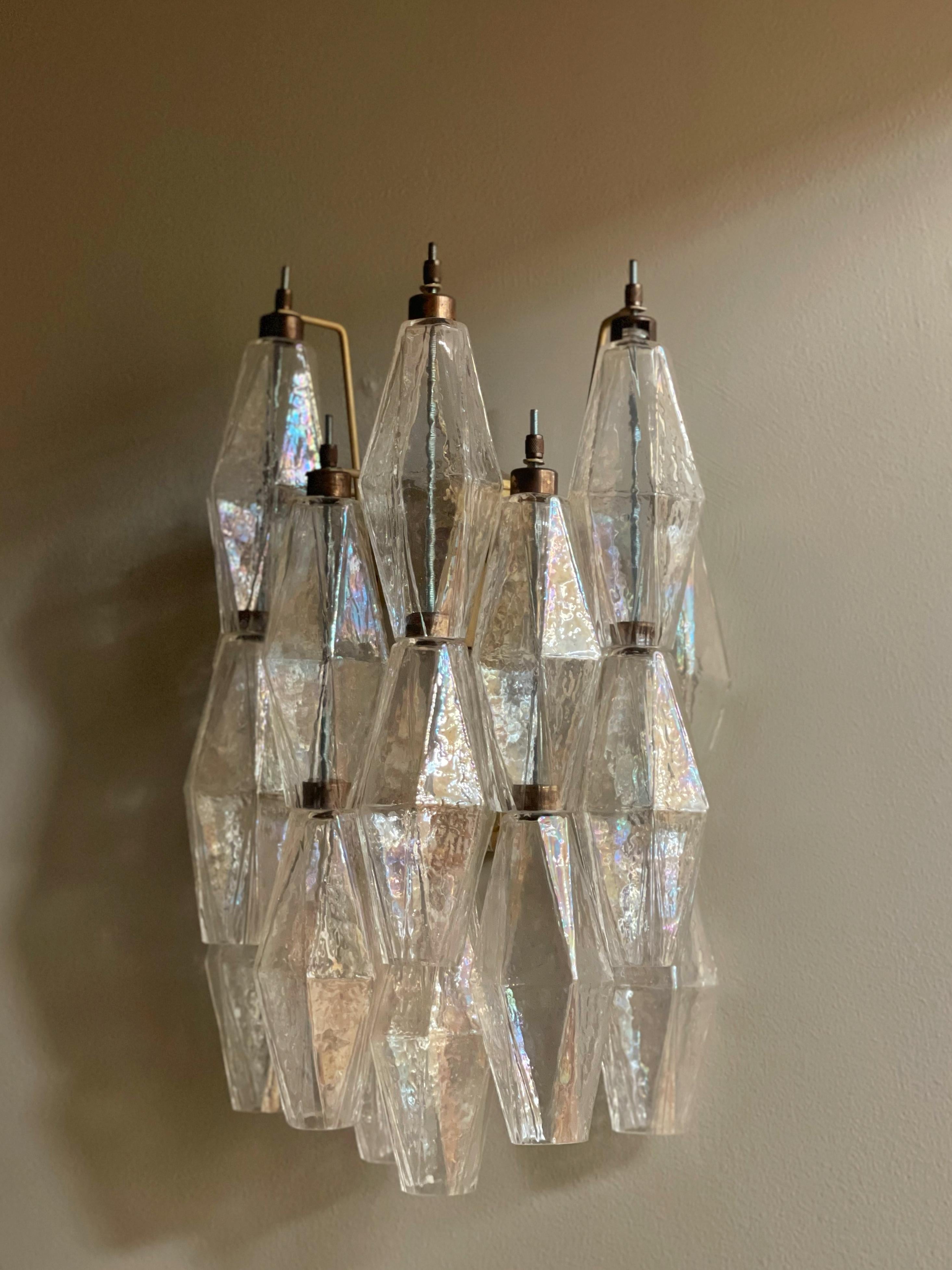Set of 3 Bedside Classic Murano Wall Sconces • Clear Glass In Excellent Condition For Sale In Bromma, SE