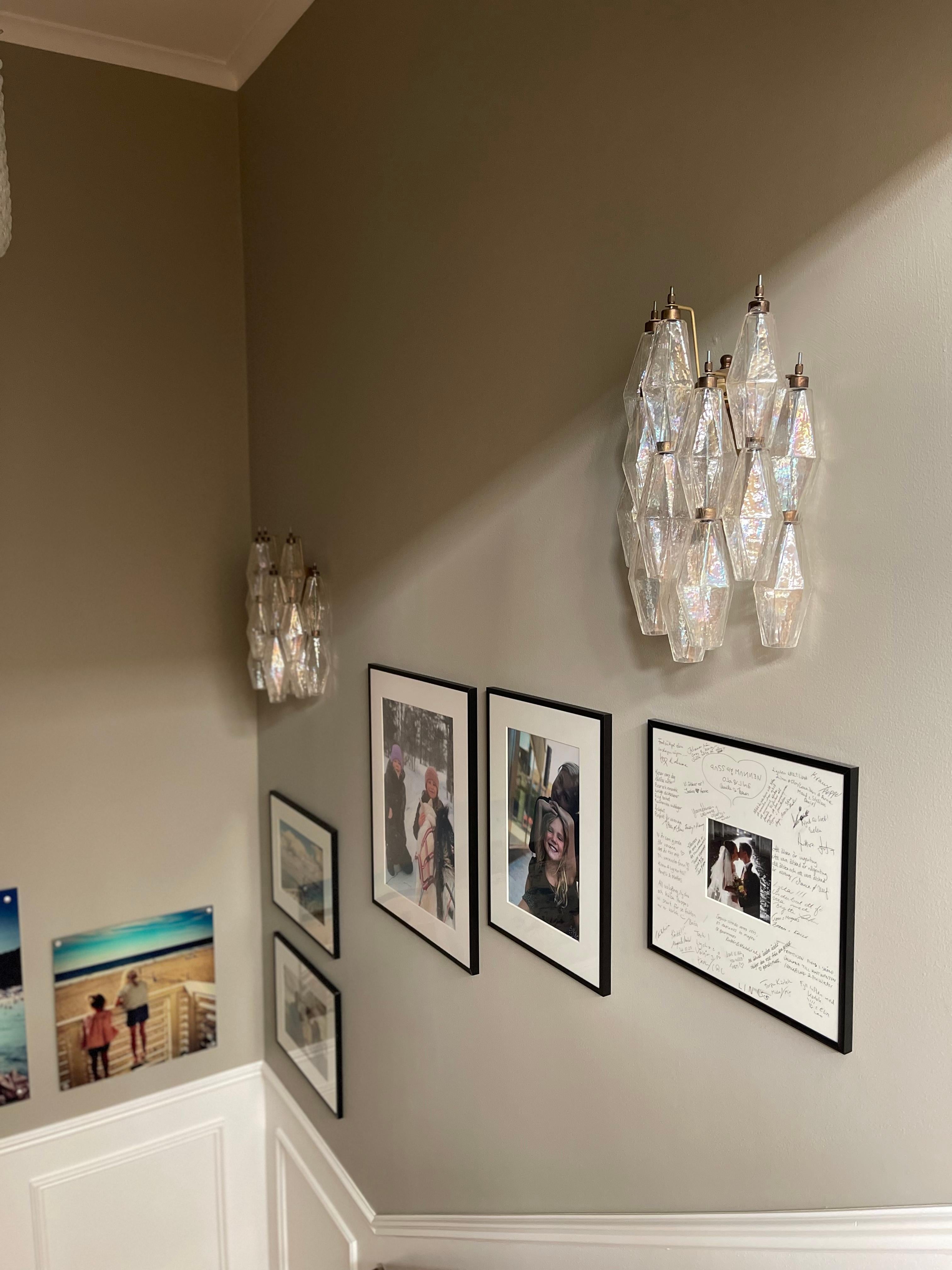 20th Century Set of 3 Bedside Classic Murano Wall Sconces • Clear Glass For Sale