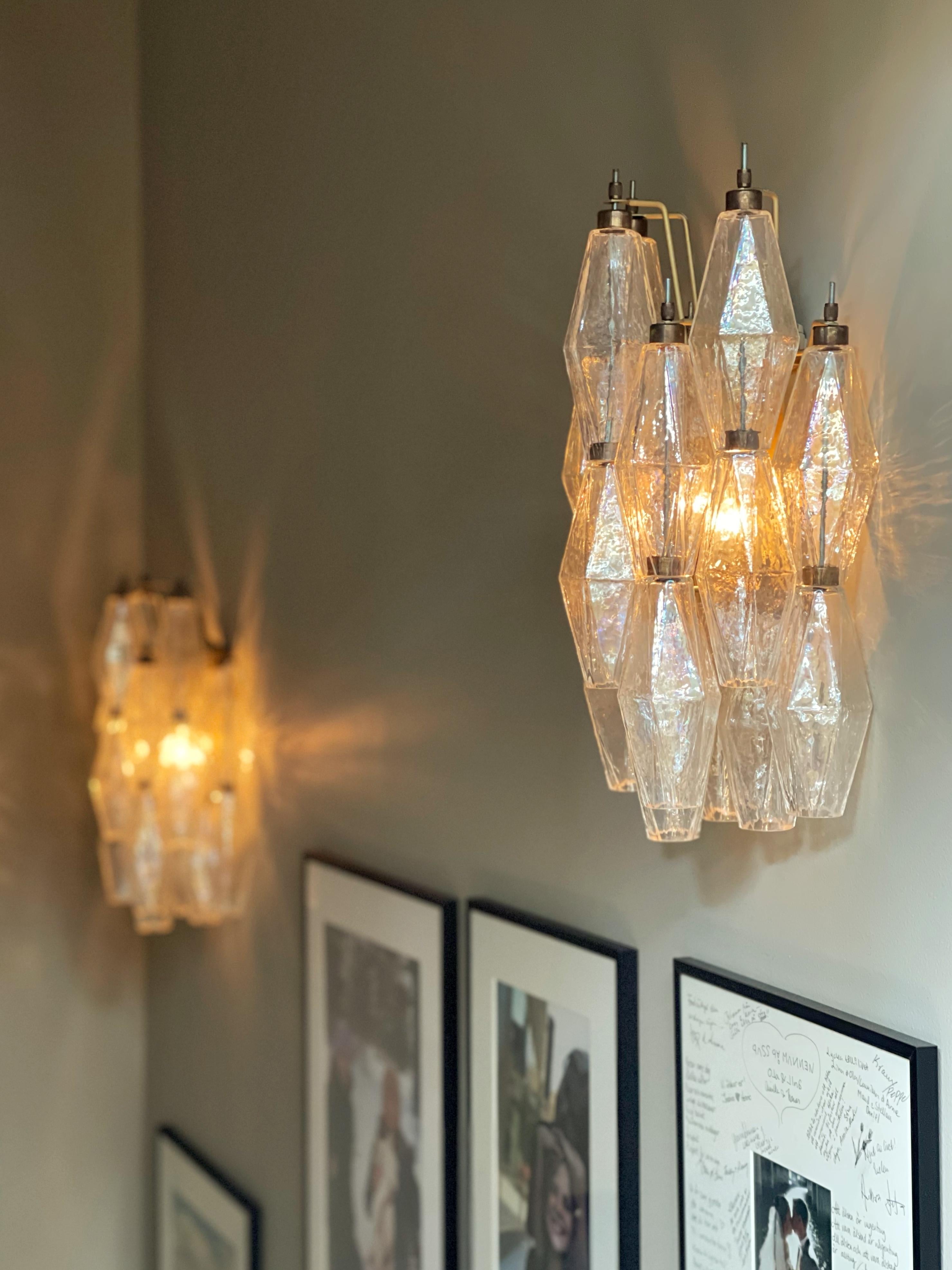 Set of 3 Bedside Classic Murano Wall Sconces • Clear Glass For Sale 2