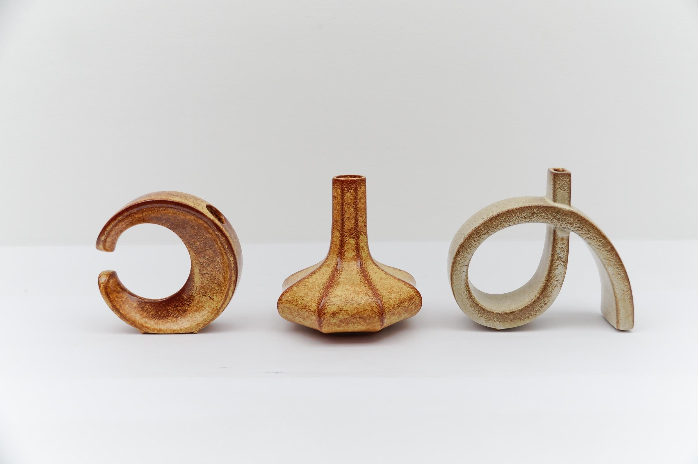 Mid-Century Modern Set of 3 Bertoncello Ceramic Vases, 1960s, Italy For Sale