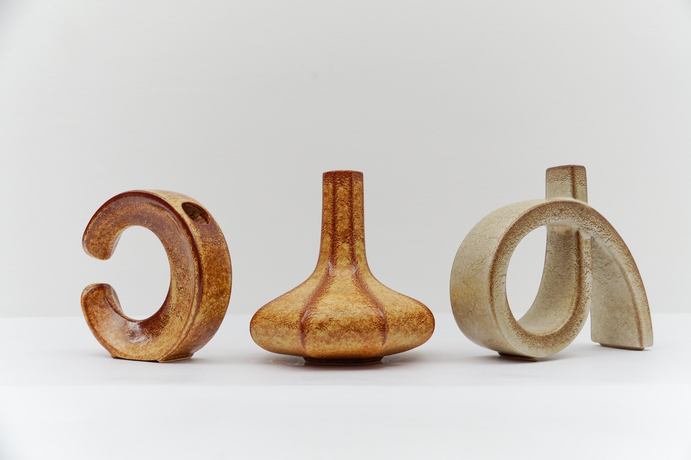 Italian Set of 3 Bertoncello Ceramic Vases, 1960s, Italy For Sale