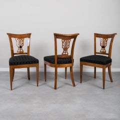Set of 3 Biedermeier Cherrywood Chairs, Germany, 19th Century