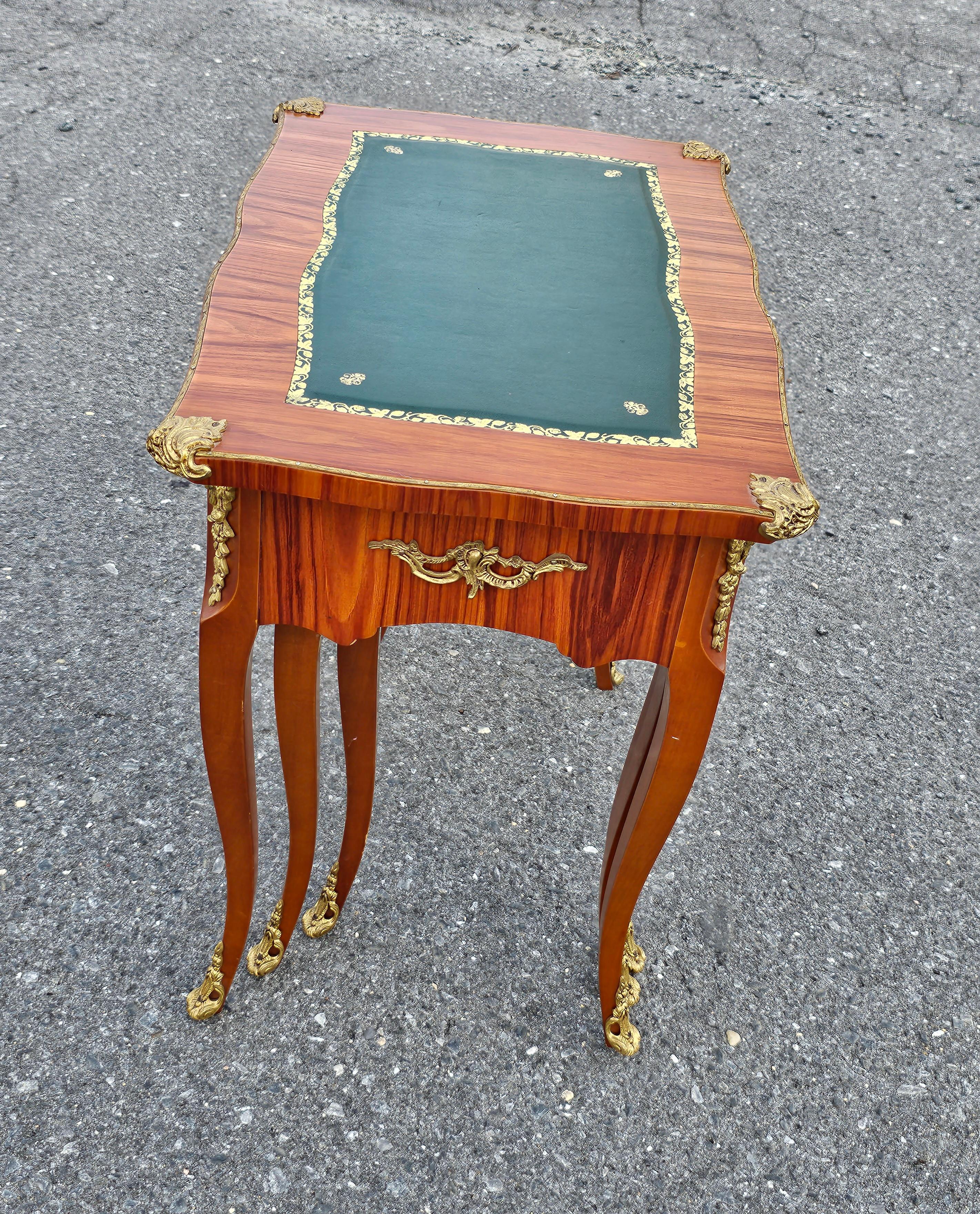 Set of 3 Binda Collection Italian Louis XV Ormolu & Leather Inset Nesting Tables For Sale 1