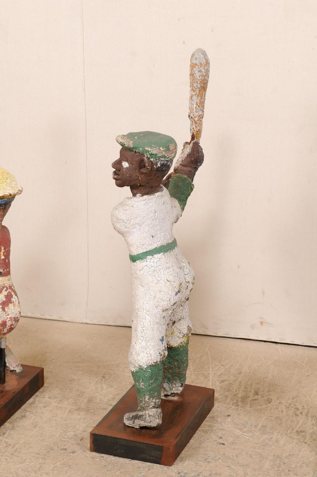 A Set of Black Americana Baseball Memorabilia Folk Art Figures, Circa 1930s-40s For Sale 1