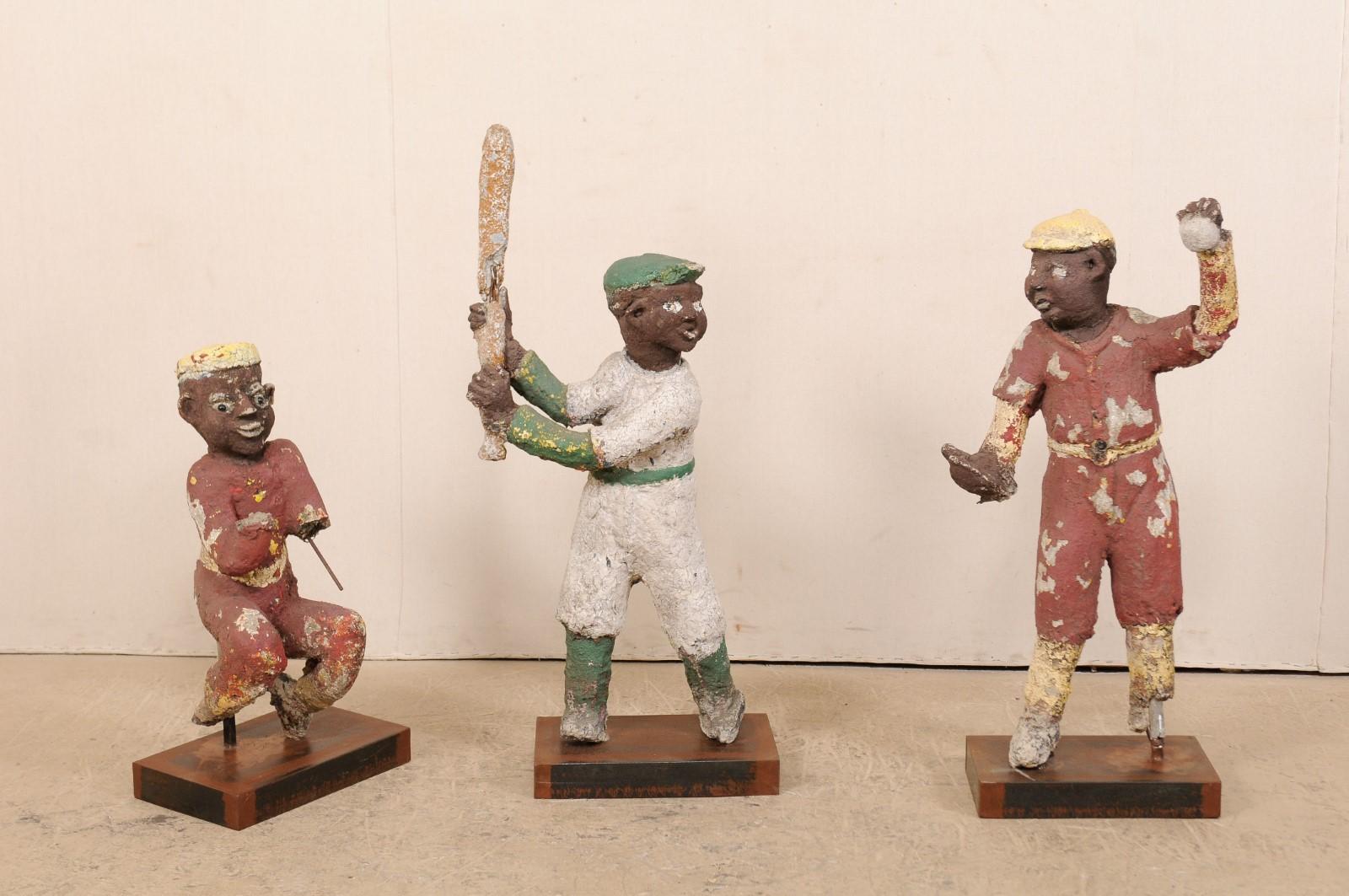 A Set of Black Americana Baseball Memorabilia Folk Art Figures, Circa 1930s-40s For Sale 6